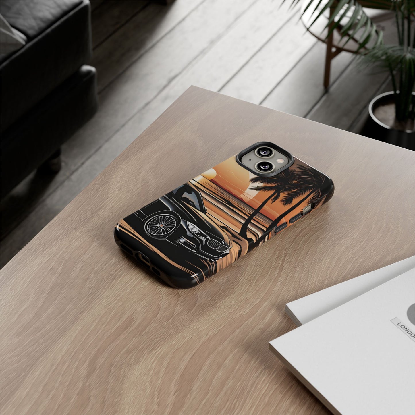 BMW Sunset On The Beach-Dual Layer Ultra Tough Phone Case iPhone 14 Glossy Printify by The Night Shift Automotive Apparel
