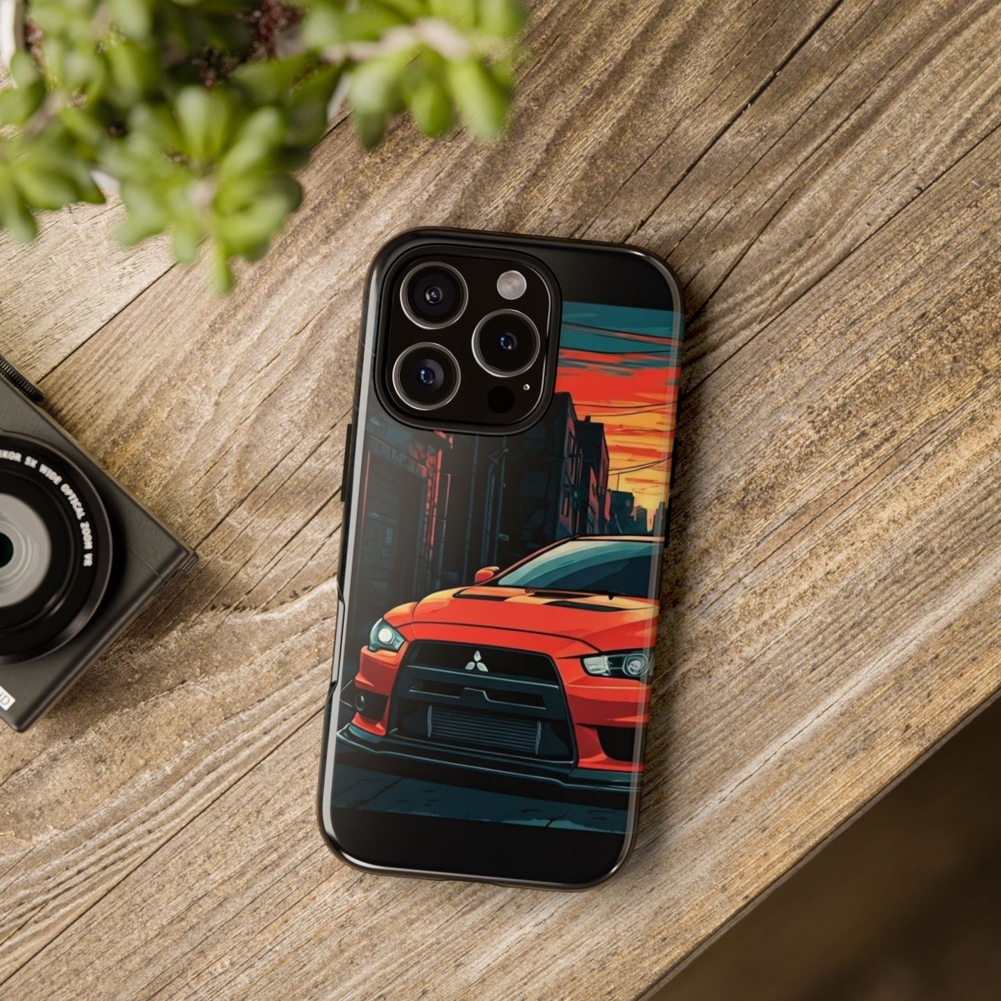 Mitsubishi Evo X Street Life-Dual Layer Ultra Tough Phone Case iPhone 16 Pro Glossy Printify by The Night Shift Automotive Apparel