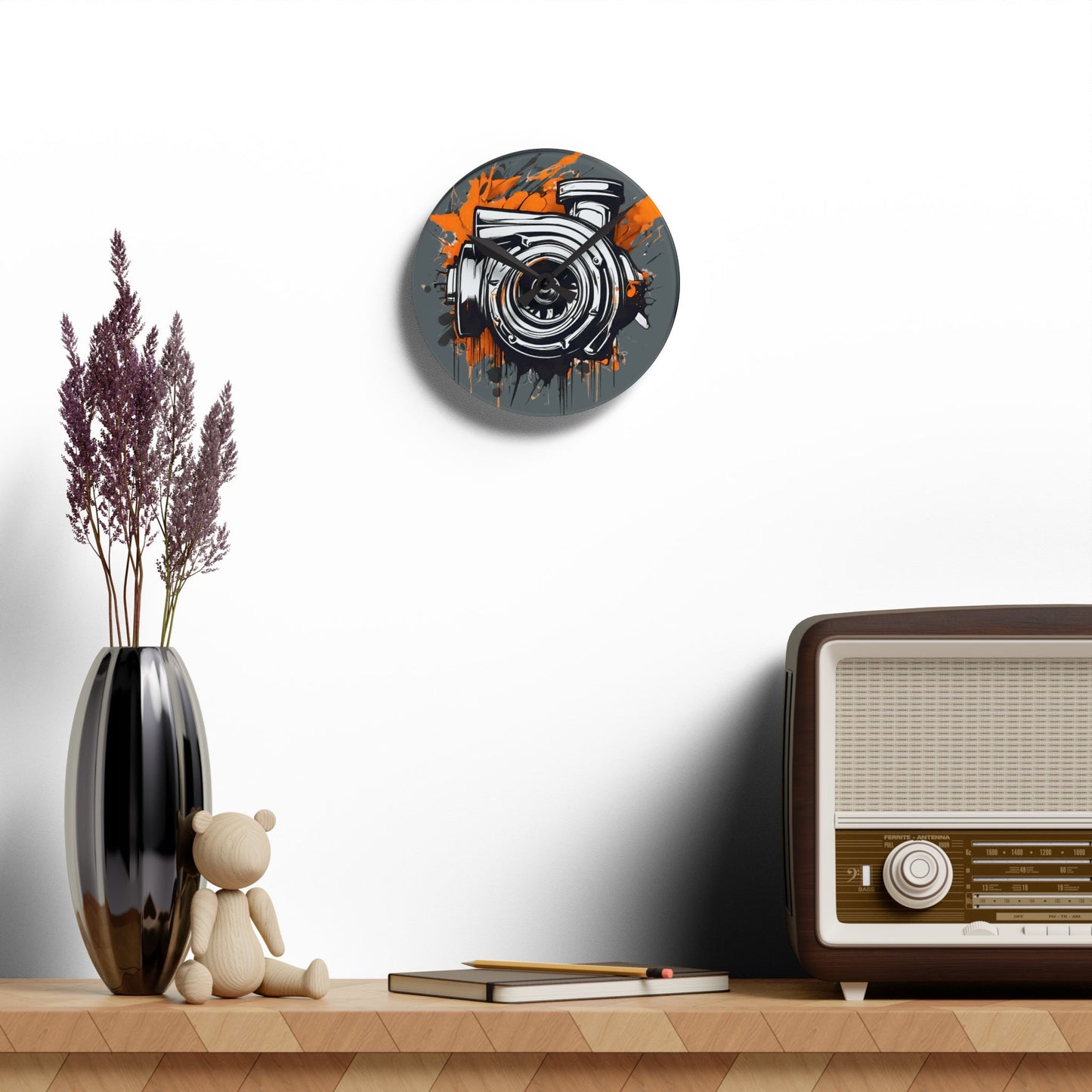 Graffiti Turbo-Acrylic Wall Clock Printify by The Night Shift Automotive Apparel