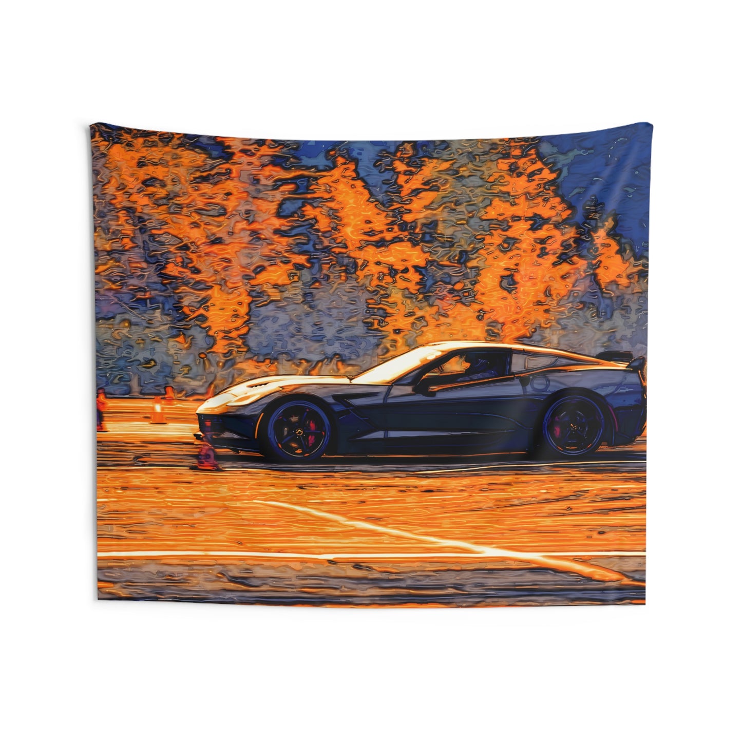 C7 Chevy Corvette Indoor Wall Tapestries - Shop Banner 80" × 68" Printify by The Night Shift Automotive Apparel