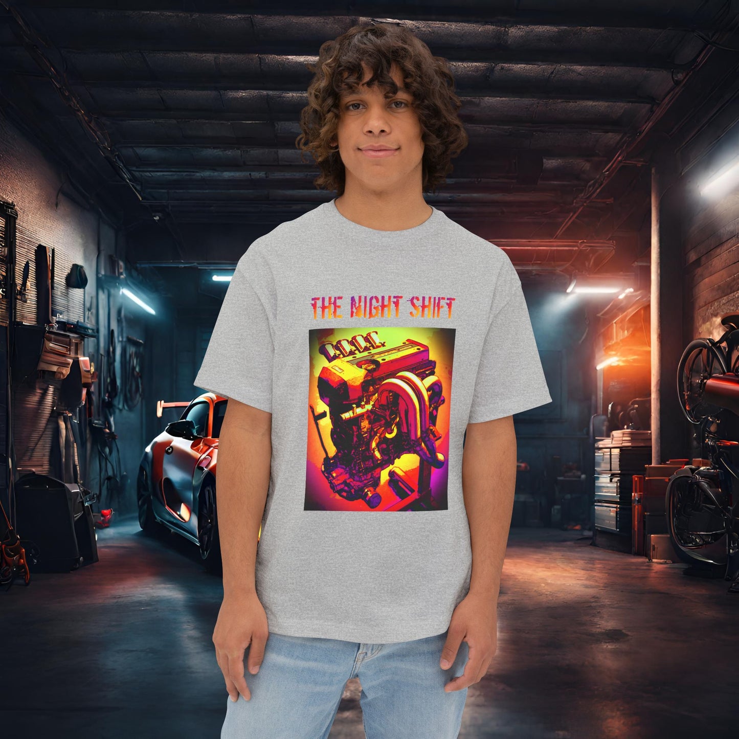3S-GE ITB Synthwave-Premium, Ultra Soft Unisex Oversized Boxy Tee Printify by The Night Shift Automotive Apparel