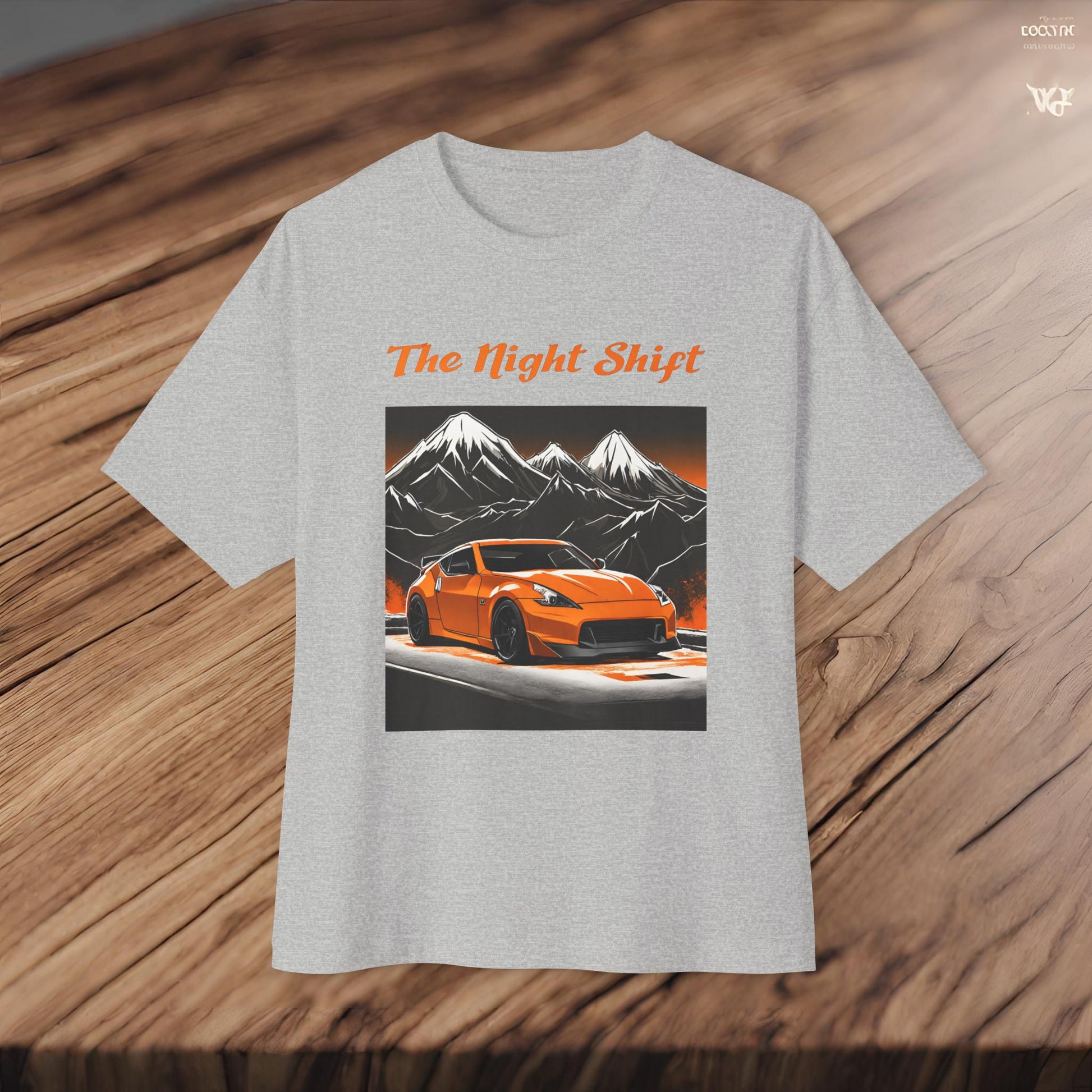 Nissan 370 Mountains-Premium, Ultra Soft, Unisex Oversized Boxy Tee Printify by The Night Shift Automotive Apparel