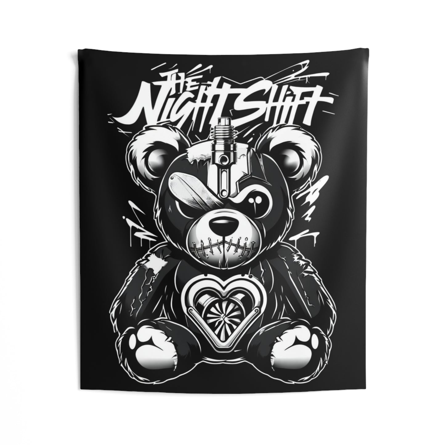 Tattered Teddy Indoor Wall Tapestries - Shop Banner 50" × 60" Printify by The Night Shift Automotive Apparel