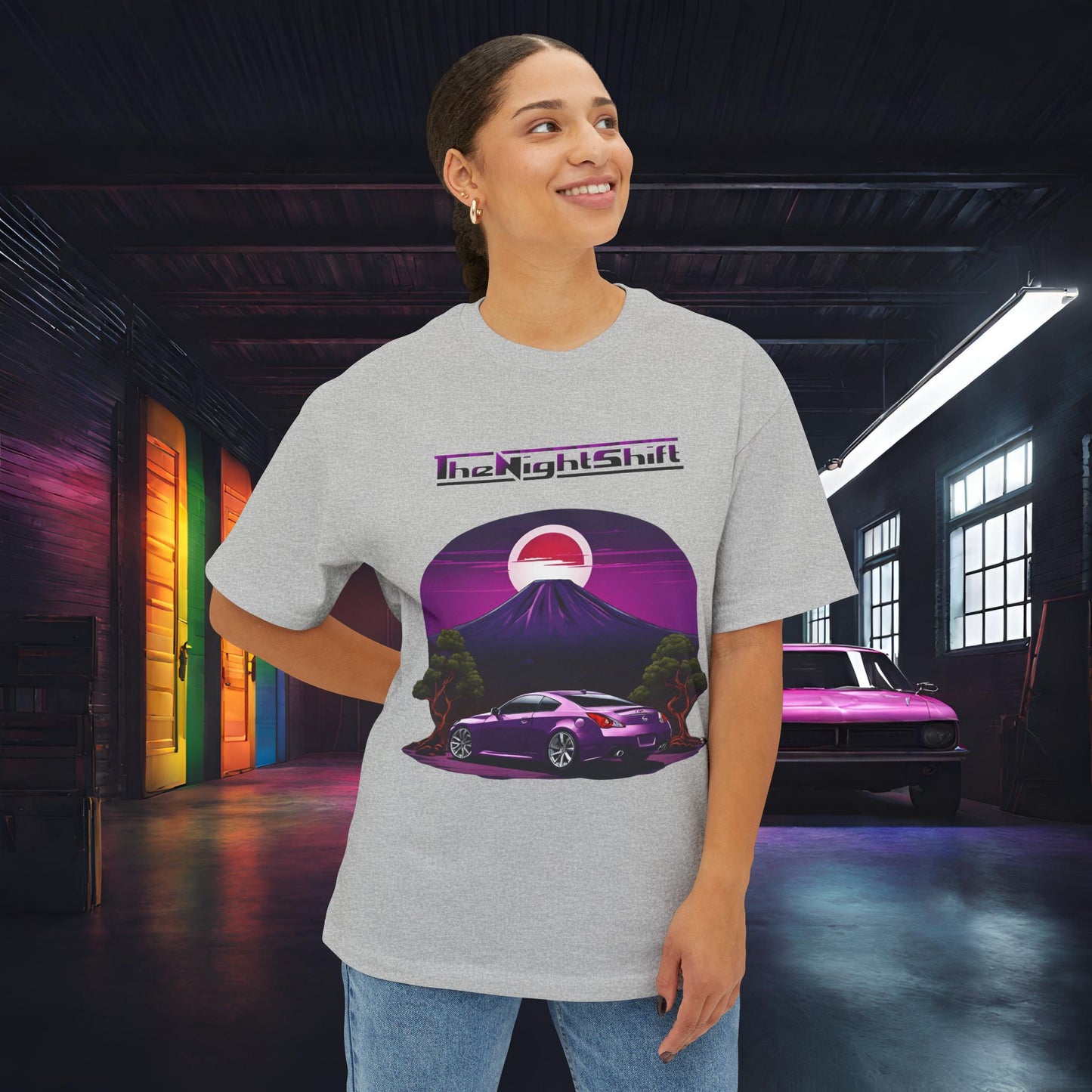 Infiniti G37 Coupe Mt Fuji-Premium, Ultra Soft, Unisex Oversized Boxy Tee Printify by The Night Shift Automotive Apparel