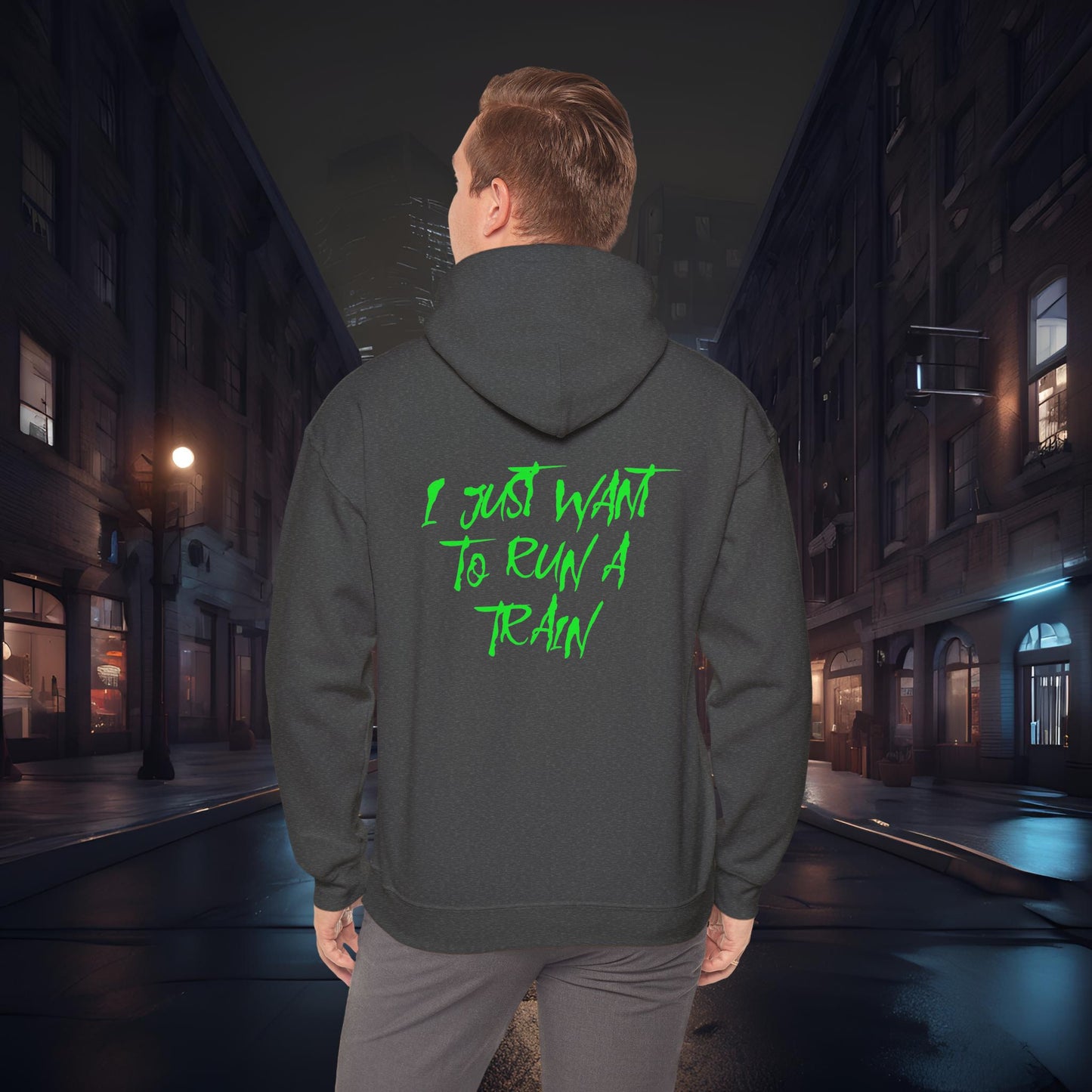 I Just Want To Run A Train-Ultra Soft, Premium Hoodie Dark Heather Printify by The Night Shift Automotive Apparel