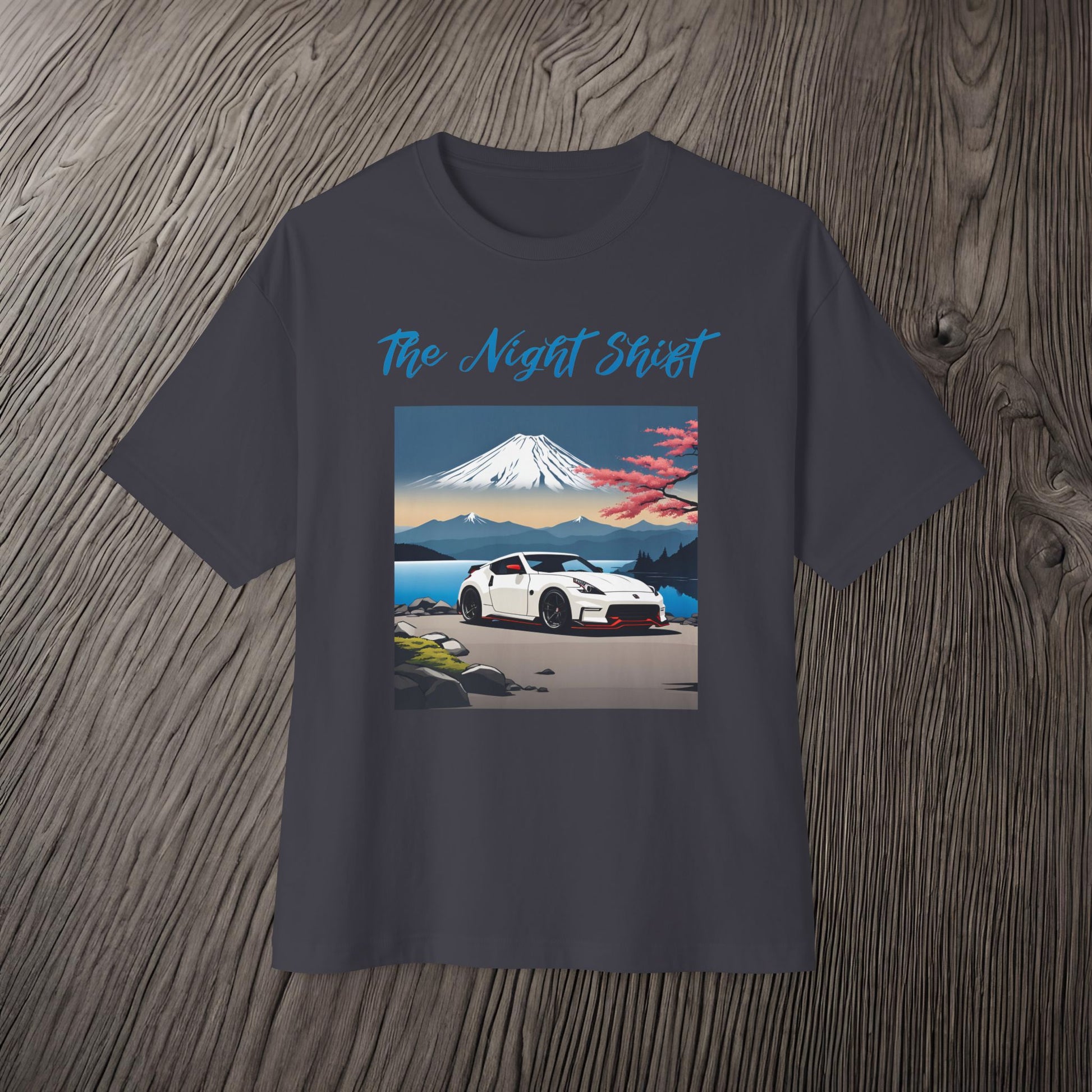 Nissan 370 Mt Fuji-Premium, Ultra Soft, Unisex Oversized Boxy Tee Printify by The Night Shift Automotive Apparel