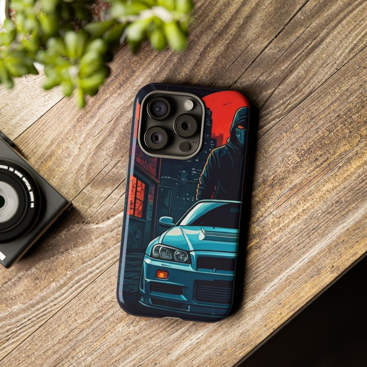 Nissan Skyline R34 Street Life-Dual Layer Ultra Tough Phone Case iPhone 15 Pro Glossy Printify by The Night Shift Automotive Apparel