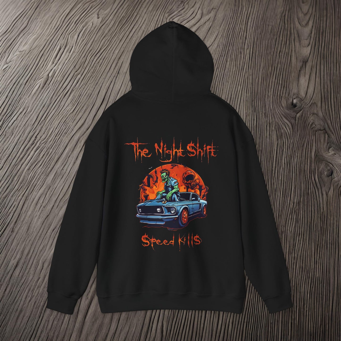Speed Kills Zombie Mustang-Ultra Soft, Premium Hoodie Printify by The Night Shift Automotive Apparel