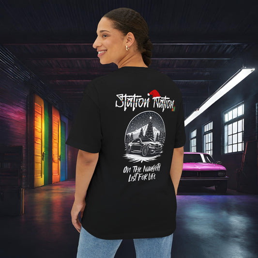 🎄 Christmas Limited Edition Station Nation-Premium, Ultra Soft Unisex Oversized Boxy Tee Black Printify by The Night Shift Automotive Apparel