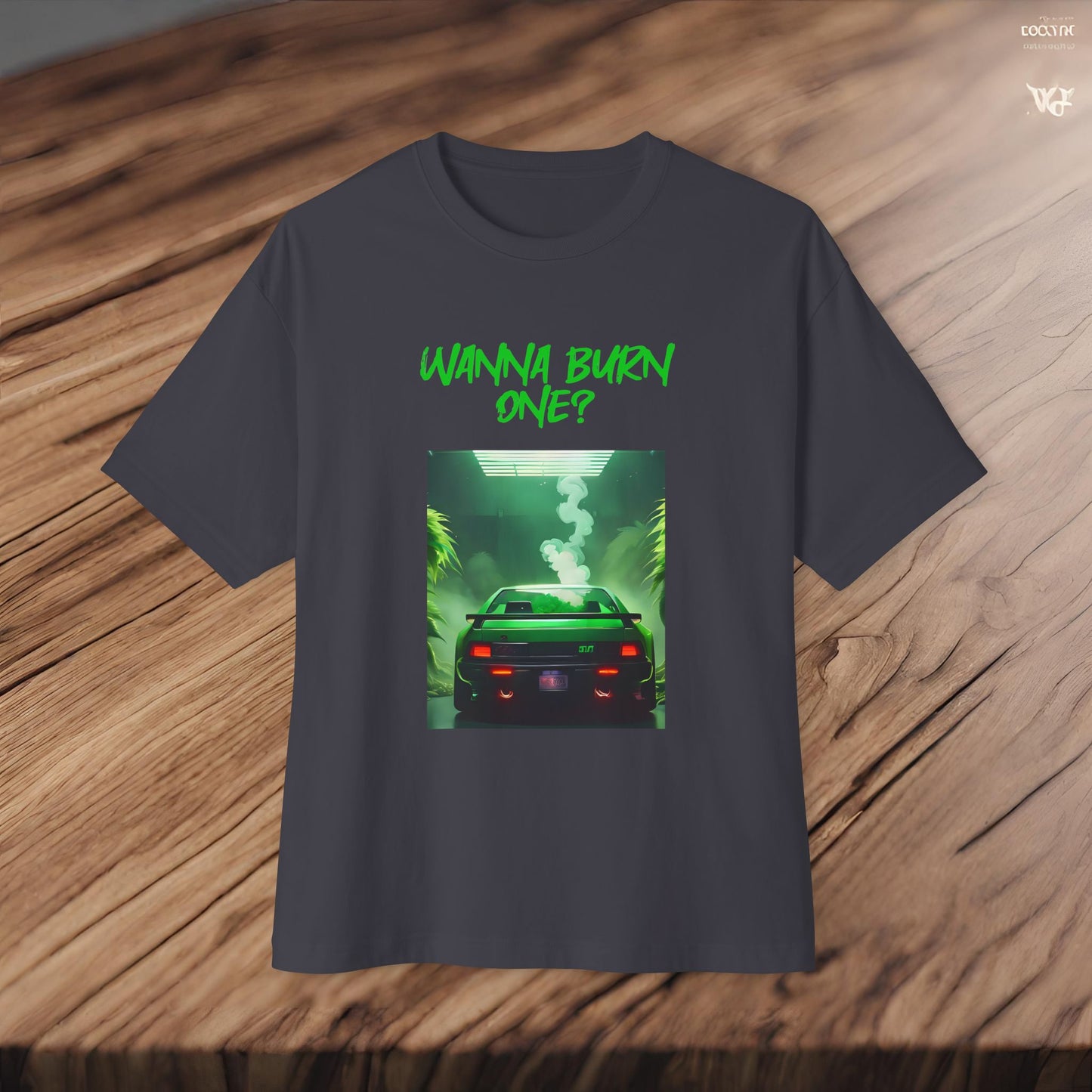 Wanna Burn One-Premium, Ultra Soft Unisex Oversized Boxy Tee Printify by The Night Shift Automotive Apparel