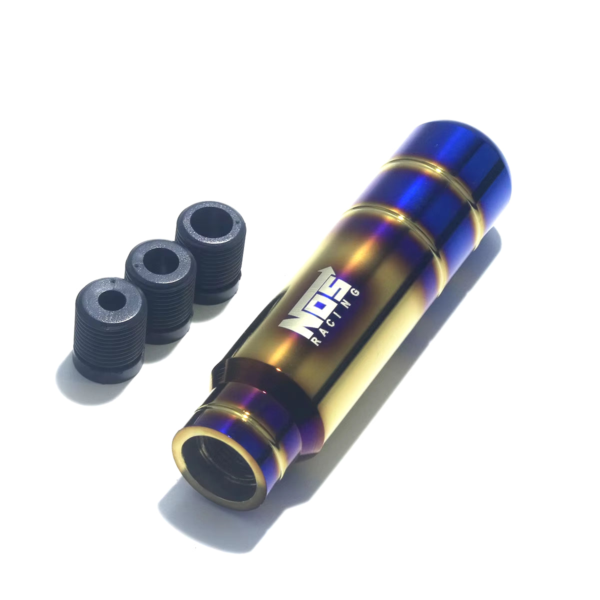 BRIDE/NOS Burnt Style Aluminum Shift Knob Burnt Blue Nos The Night Shift Performance Street Gear by The Night Shift Automotive Apparel
