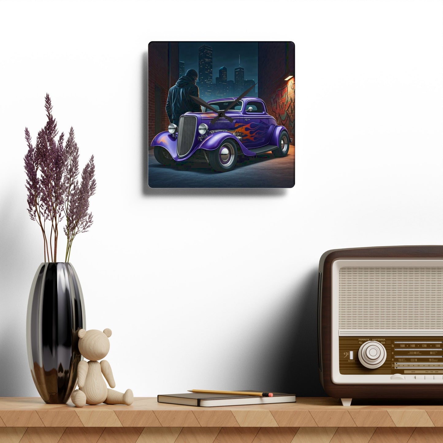 1930's Turtle Back 3 Window Coupe Street Life-Acrylic Wall Clock