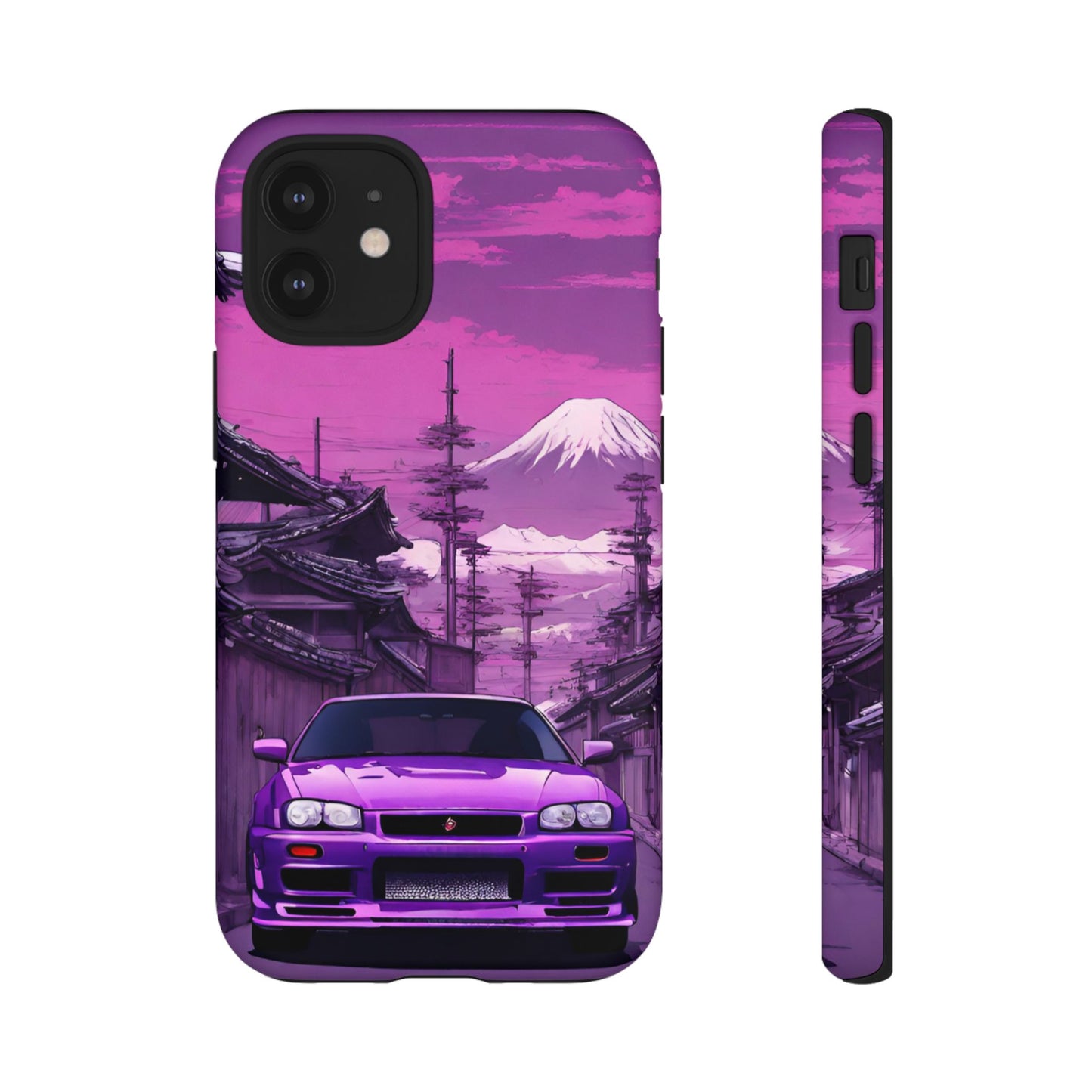 Nissan Skyline R34 Mt Fuji-Dual Layer Ultra Tough Phone Case iPhone 12 Mini Matte Printify by The Night Shift Automotive Apparel
