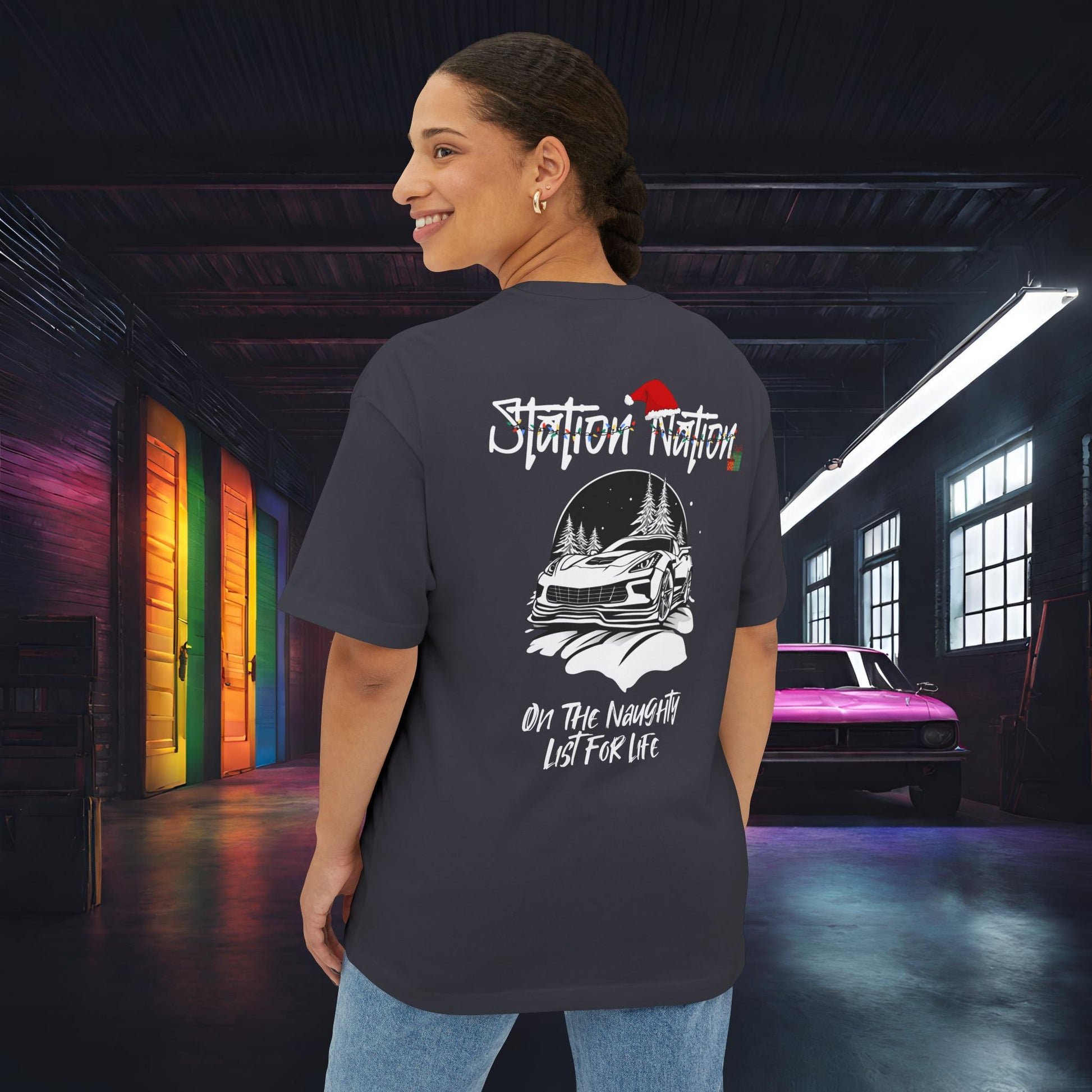 🎄 Christmas Limited Edition Station Nation-Premium, Ultra Soft Unisex Oversized Boxy Tee Dark Grey Printify by The Night Shift Automotive Apparel