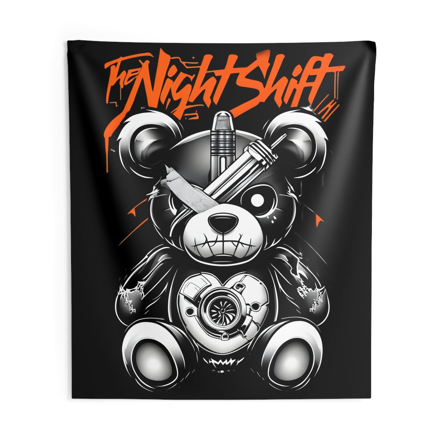 Tattered Teddy Indoor Wall Tapestries - Shop Banner 88" × 104" Printify by The Night Shift Automotive Apparel