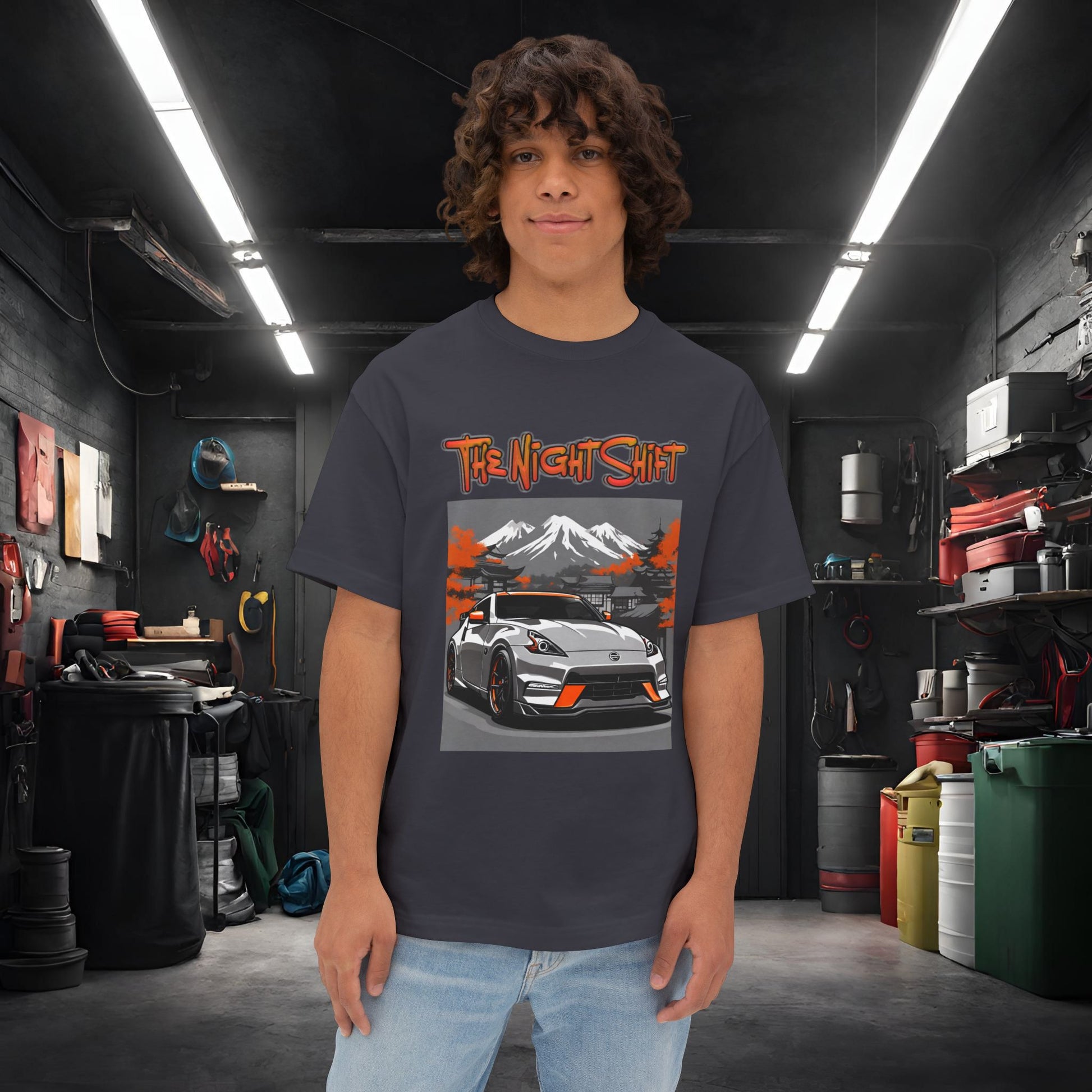 Nissan 370z Nismo- Premium, Ultra Soft Unisex Oversized Boxy Tee Dark Grey Printify by The Night Shift Automotive Apparel