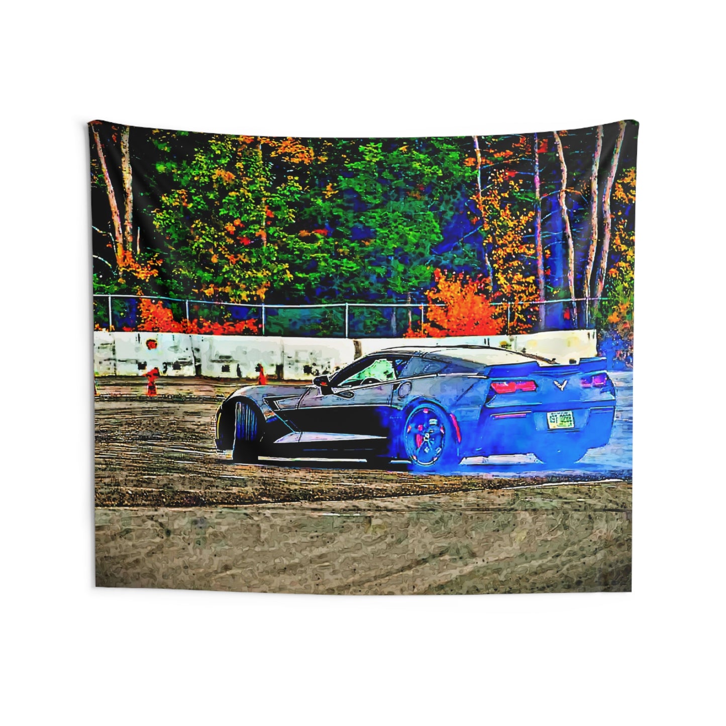 C7 Chevy Corvette Indoor Wall Tapestries - Shop Banner 80" × 68" Printify by The Night Shift Automotive Apparel