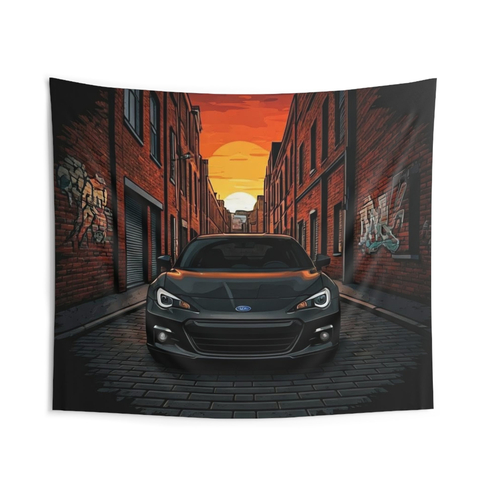 Subaru BRZ Indoor Wall Tapestries - Shop Banner 104" × 88" Printify by The Night Shift Automotive Apparel