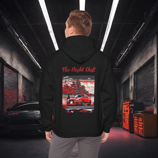 Nissan Skyline R34 Cherry Blossom-Premium, Ultra Soft, Unisex Hoodie Black Printify by The Night Shift Automotive Apparel