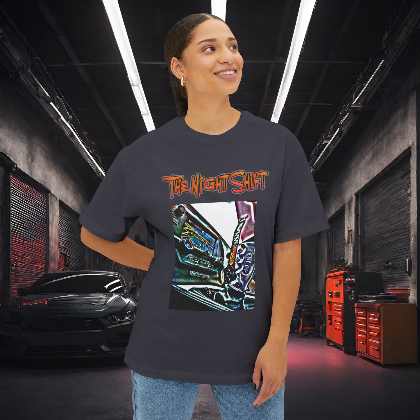 Chevy Corvette C7 DND Performance Interior-Premium, Ultra Soft Unisex Oversized Boxy Tee Printify by The Night Shift Automotive Apparel