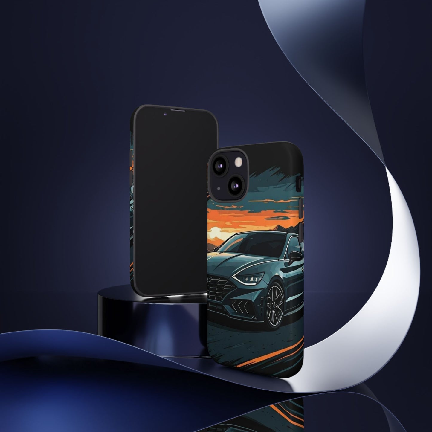 Hyundai Sonata-Sunset Drive-Dual Layer Ultra Tough Phone Case iPhone 13 Mini Matte Printify by The Night Shift Automotive Apparel
