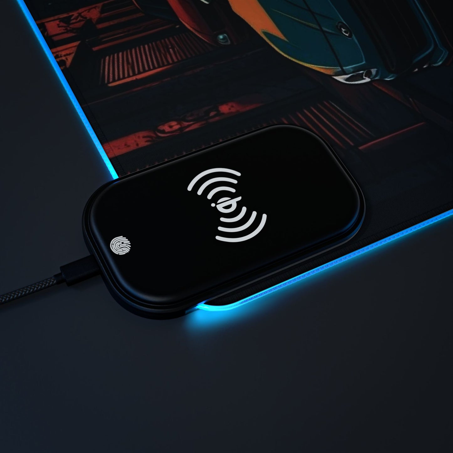 Subaru BRZ Street Life-LED Gaming Mouse Pad with Wireless Charging Printify by The Night Shift Automotive Apparel