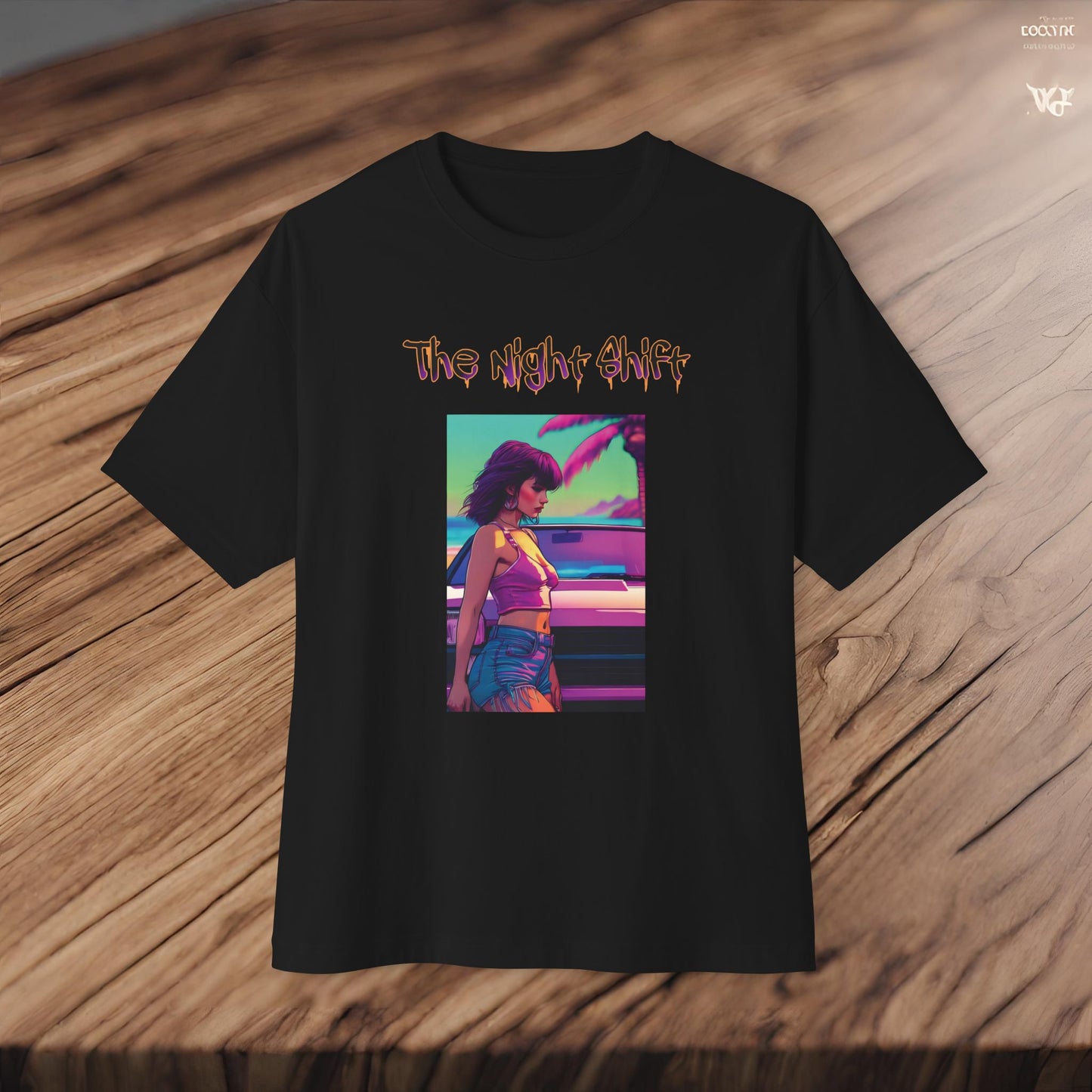 Summer Days Synthwave-Premium, Ultra Soft Unisex Oversized Boxy Tee Printify by The Night Shift Automotive Apparel