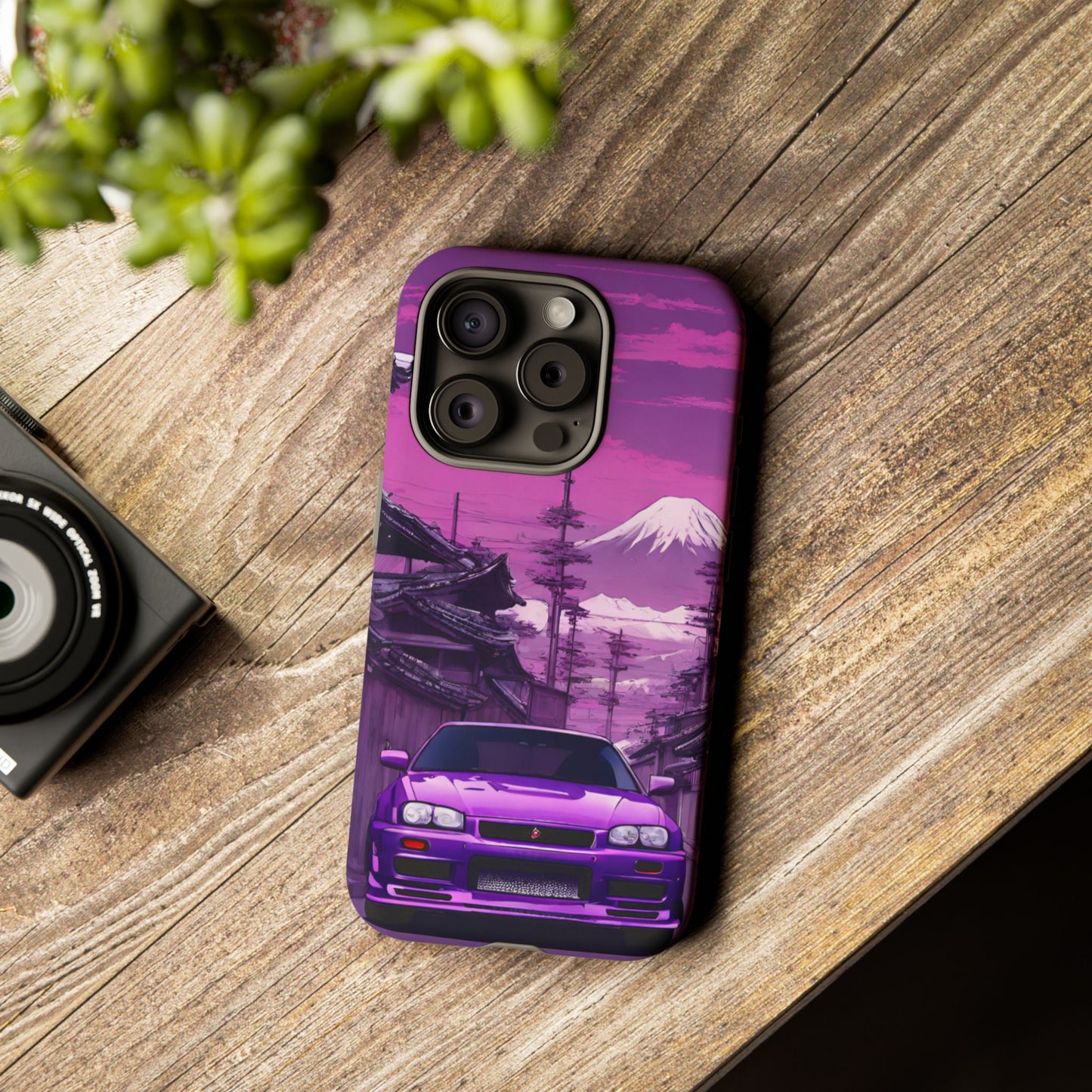 Nissan Skyline R34 Mt Fuji-Dual Layer Ultra Tough Phone Case iPhone 15 Pro Matte Printify by The Night Shift Automotive Apparel