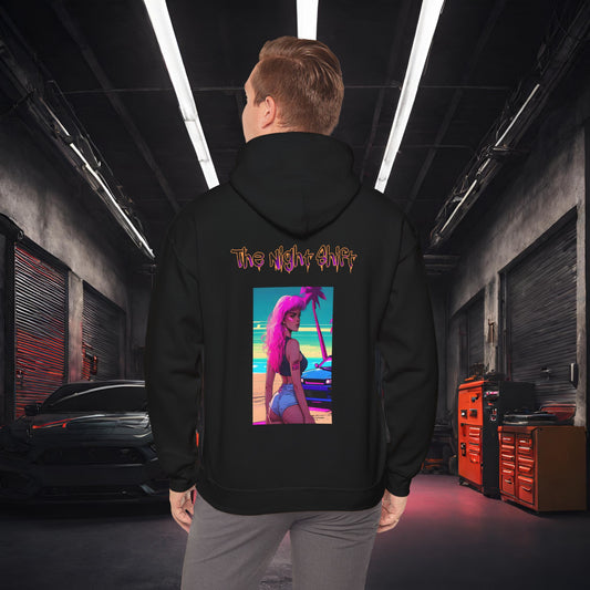 Pink Hair, Don't Care Synthwave-Ultra Soft, Premium Hoodie Black Printify by The Night Shift Automotive Apparel