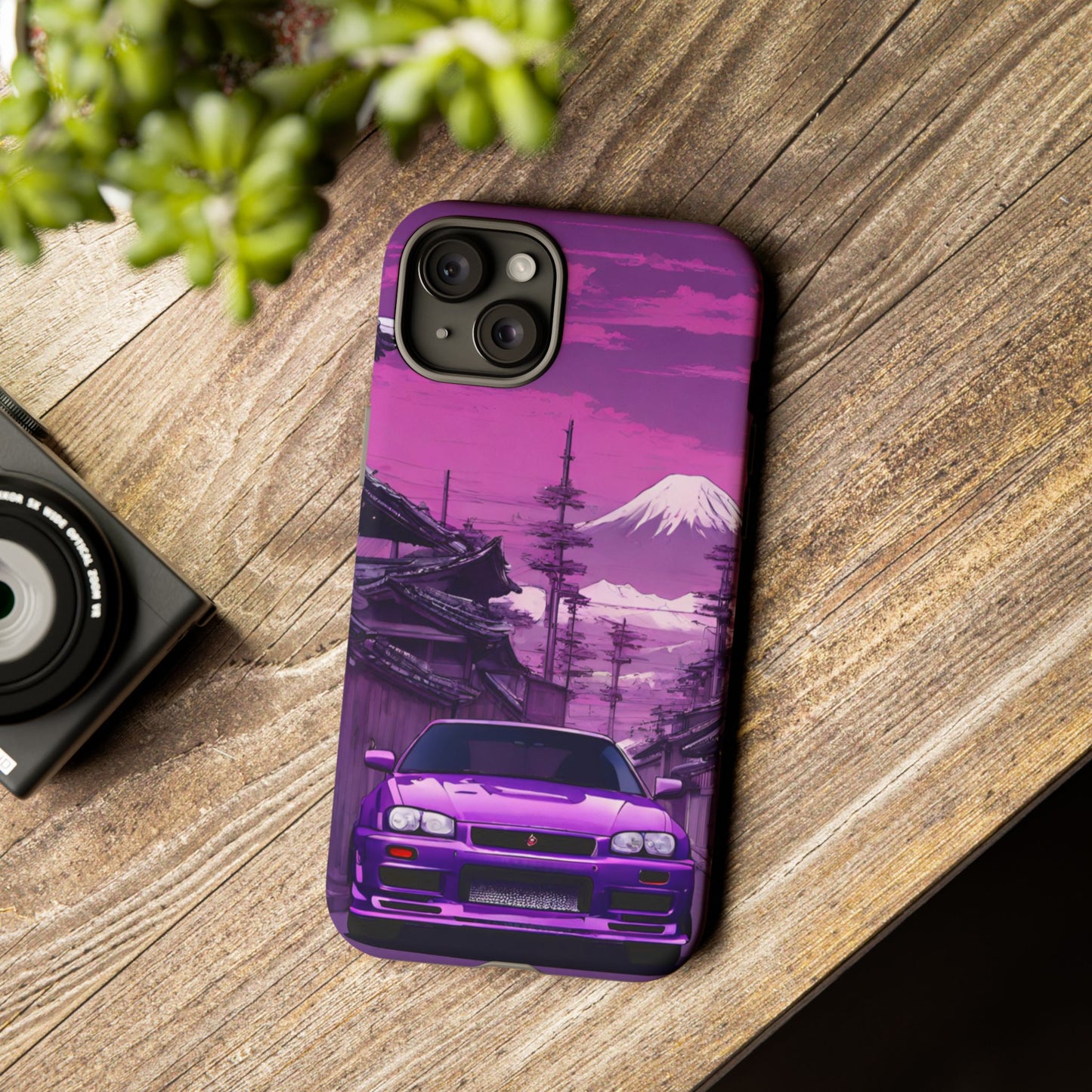 Nissan Skyline R34 Mt Fuji-Dual Layer Ultra Tough Phone Case iPhone 15 Plus Matte Printify by The Night Shift Automotive Apparel