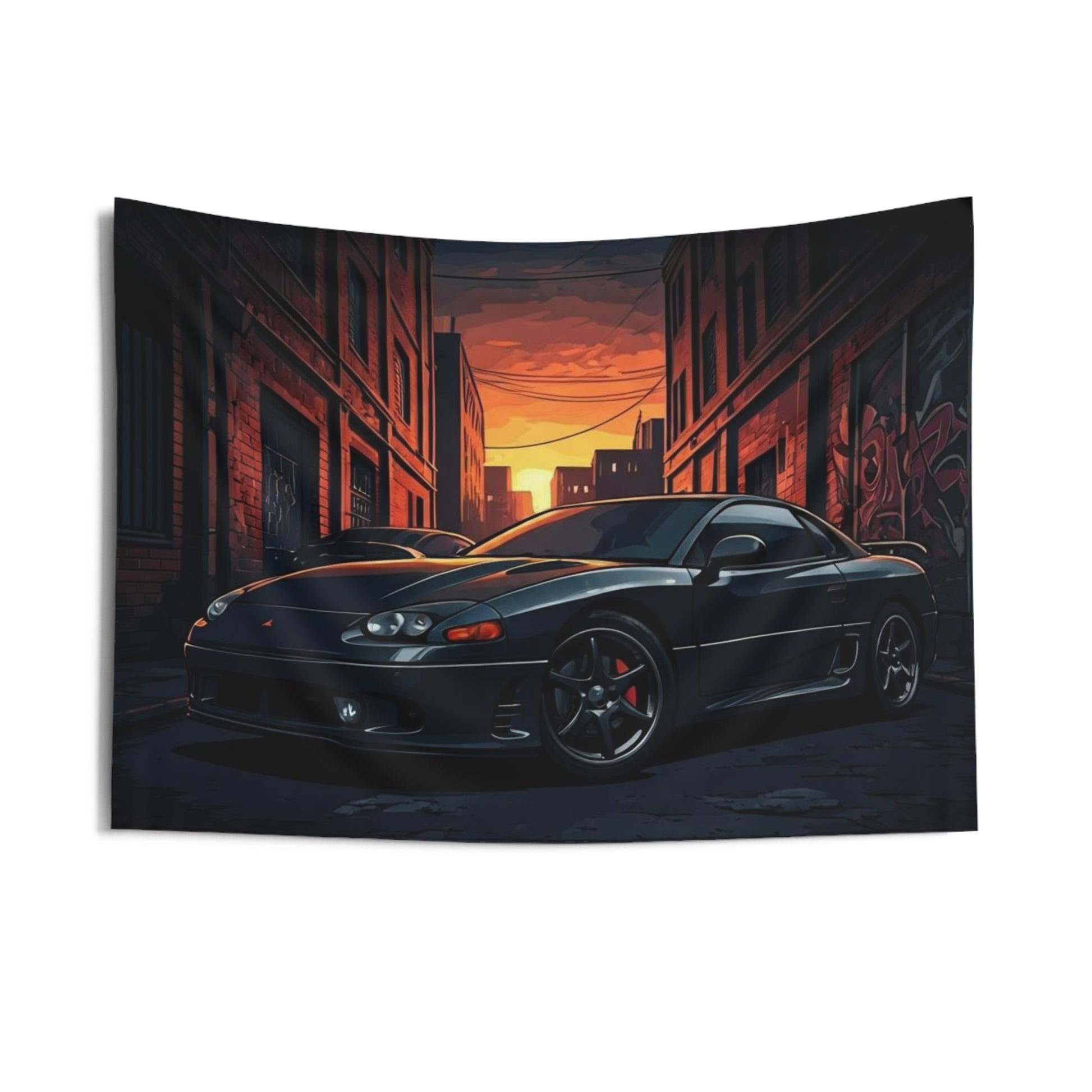 Mitsubishi 3000gt Indoor Wall Tapestries - Shop Banner 36" × 26" Printify by The Night Shift Automotive Apparel