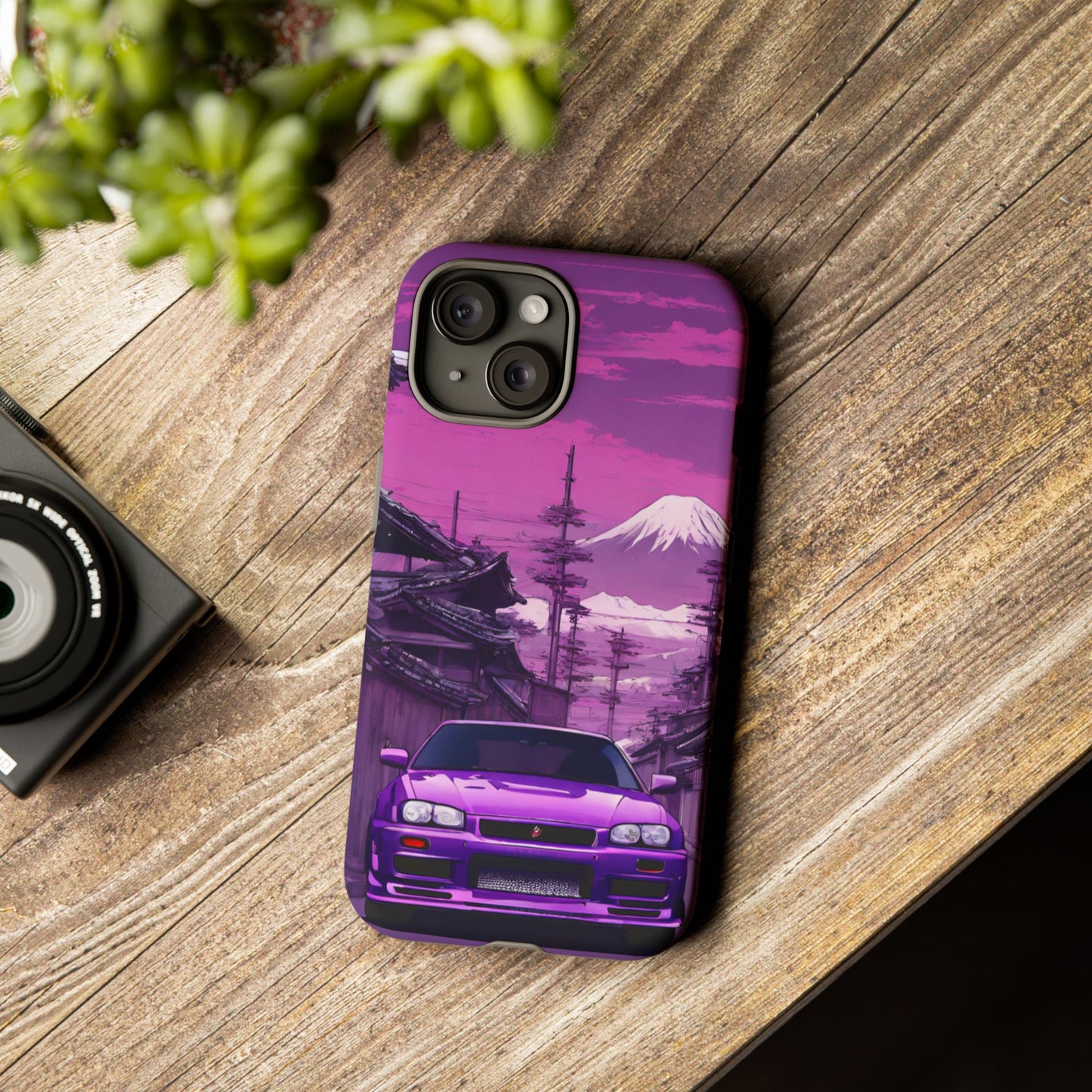 Nissan Skyline R34 Mt Fuji-Dual Layer Ultra Tough Phone Case iPhone 15 Matte Printify by The Night Shift Automotive Apparel