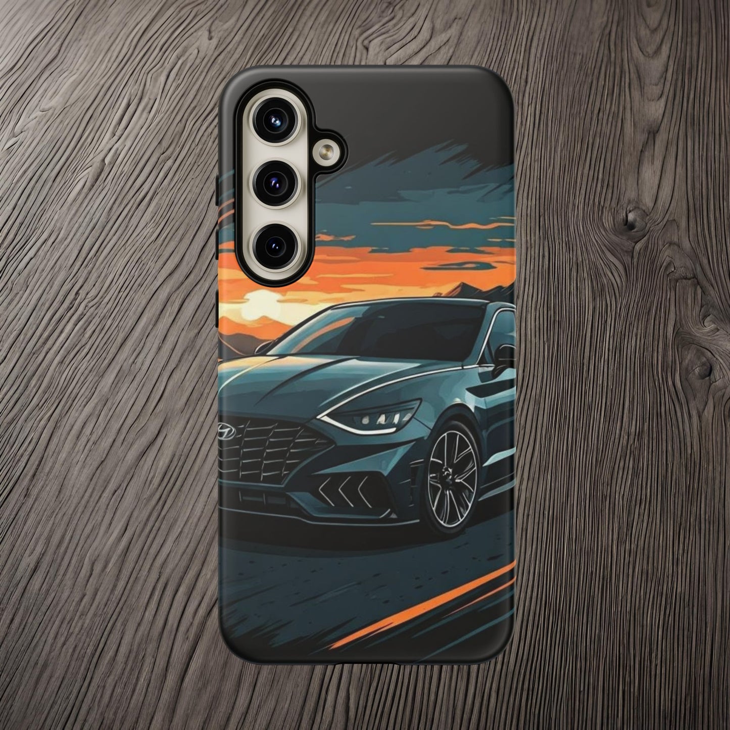 Hyundai Sonata-Sunset Drive-Dual Layer Ultra Tough Phone Case Samsung Galaxy S24 Plus Matte Printify by The Night Shift Automotive Apparel