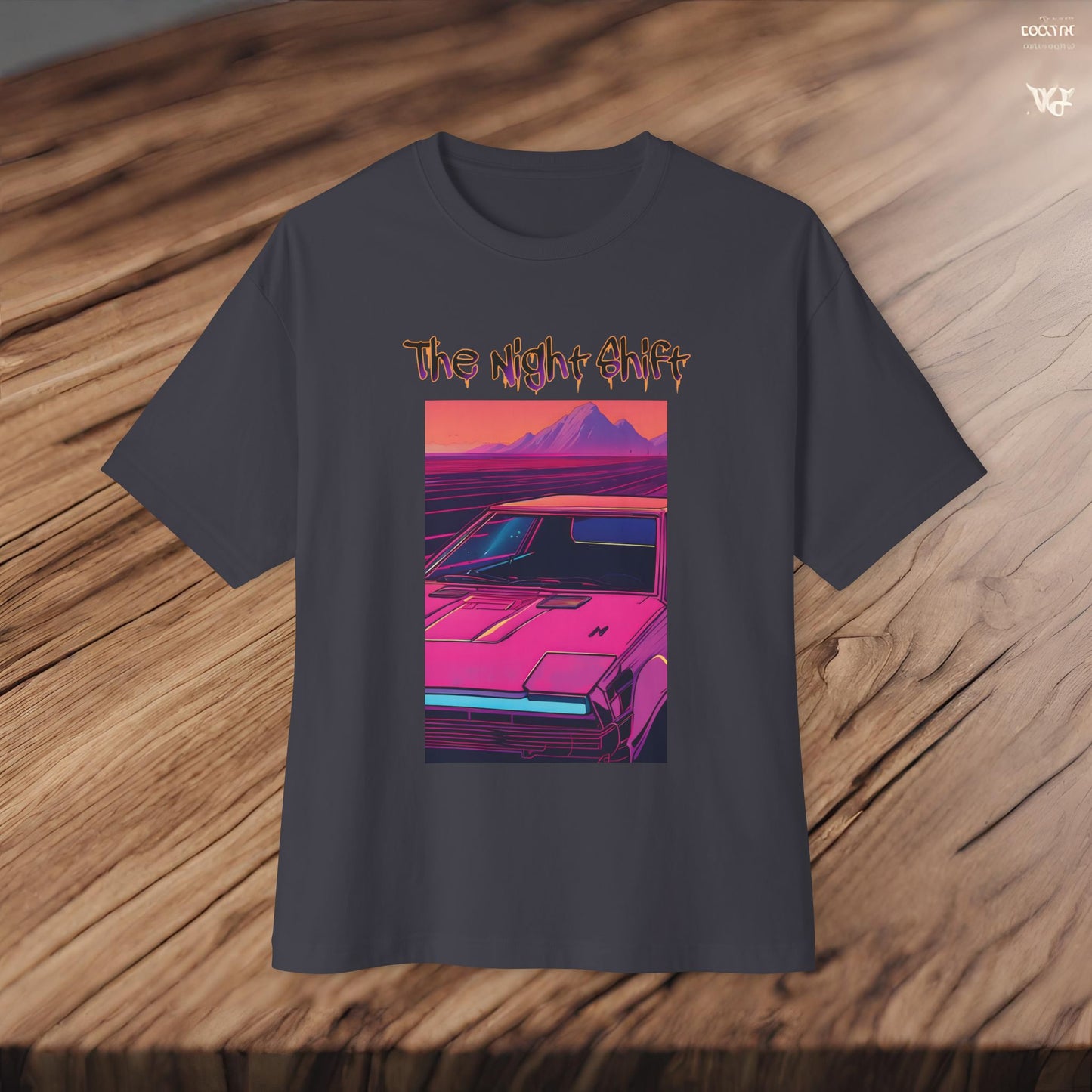Nostalgic Synthwave-Premium, Ultra Soft Unisex Oversized Boxy Tee Printify by The Night Shift Automotive Apparel