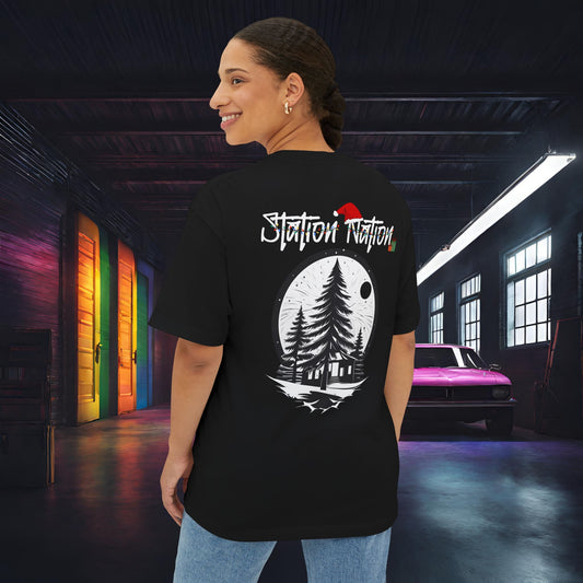🎄 Christmas Limited Edition Station Nation-Premium, Ultra Soft Unisex Oversized Boxy Tee Black Printify by The Night Shift Automotive Apparel