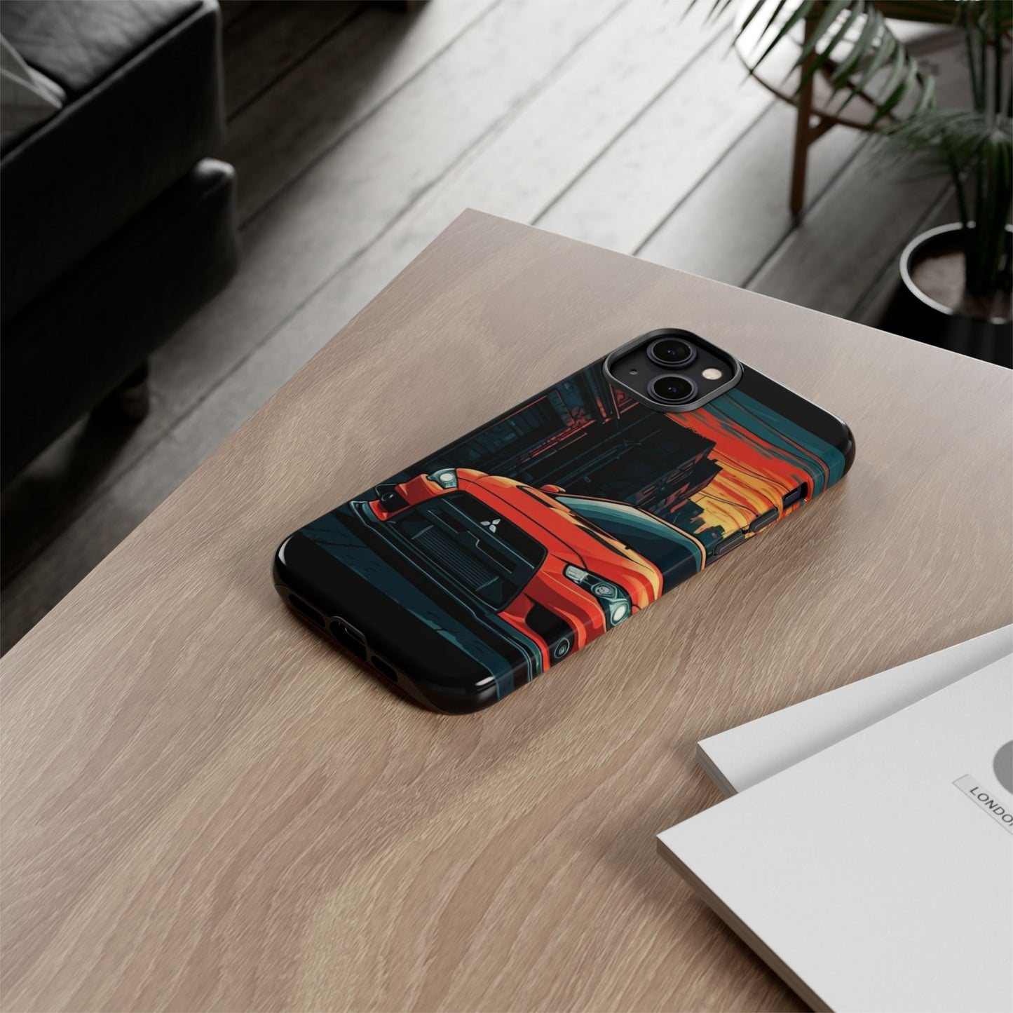 Mitsubishi Evo X Street Life-Dual Layer Ultra Tough Phone Case iPhone 14 Plus Glossy Printify by The Night Shift Automotive Apparel