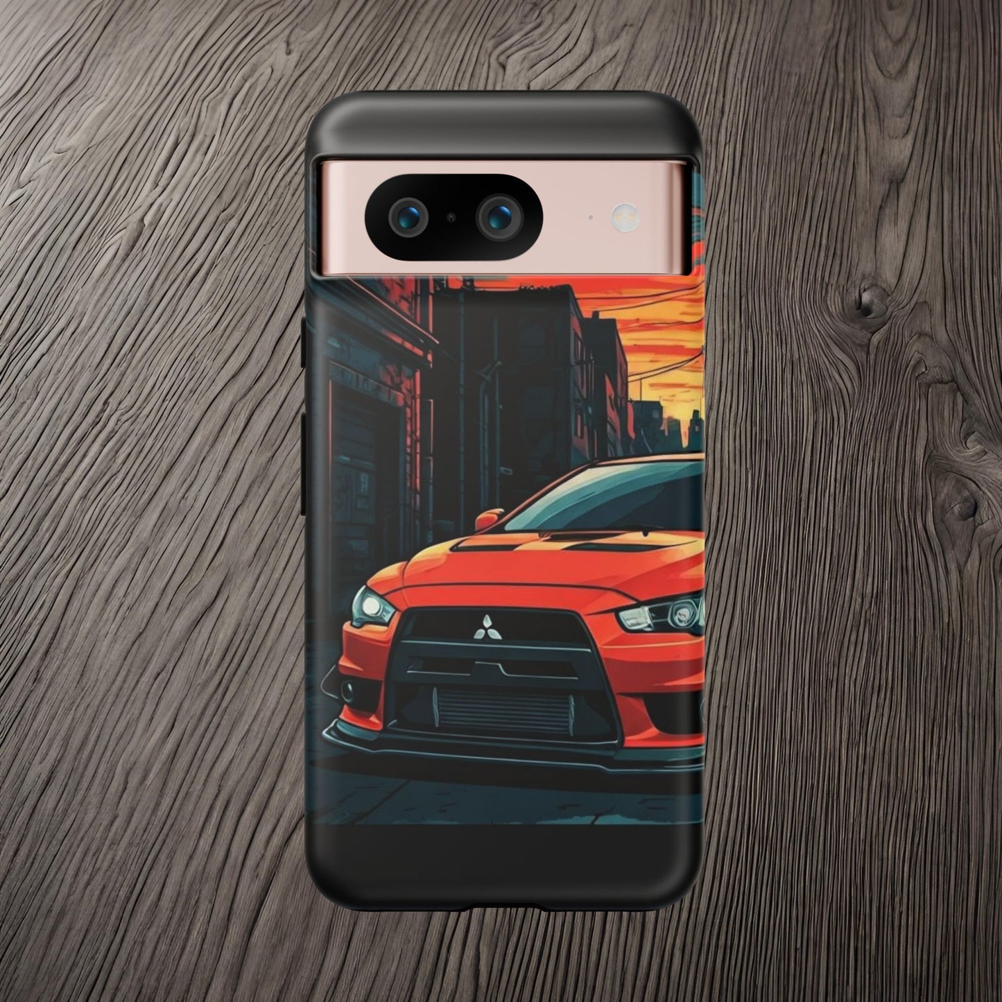 Mitsubishi Evo X Street Life-Dual Layer Ultra Tough Phone Case Google Pixel 8 Matte Printify by The Night Shift Automotive Apparel