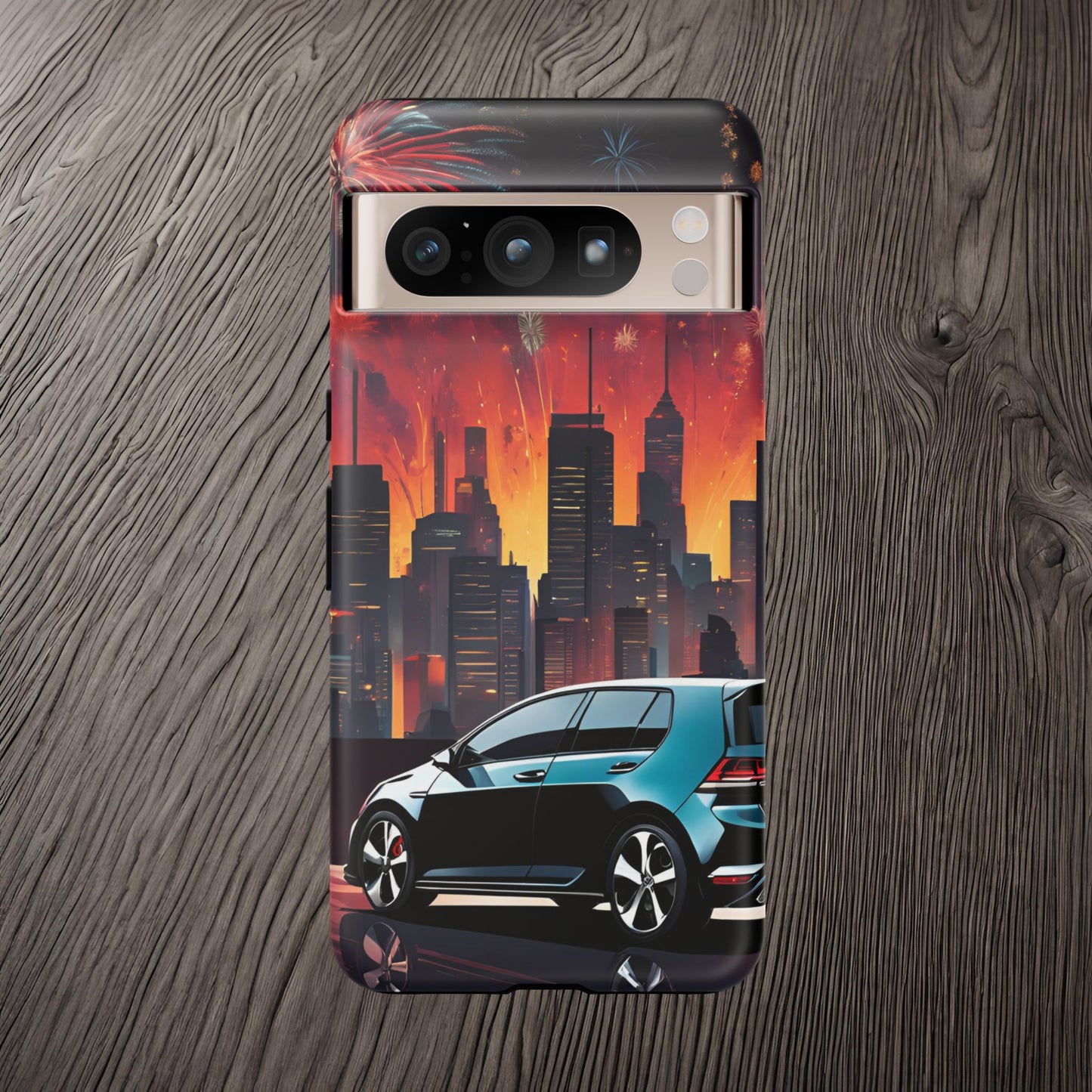 Volkswagon Golf GTI Fireworks-Dual Layer Ultra Tough Phone Case Google Pixel 8 Pro Matte Printify by The Night Shift Automotive Apparel