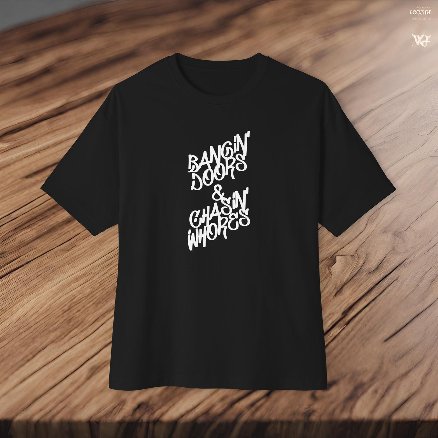 Bangin' Doors & Chasin' Whores-Premium, Ultra Soft Unisex Oversized Boxy Tee Printify by The Night Shift Automotive Apparel