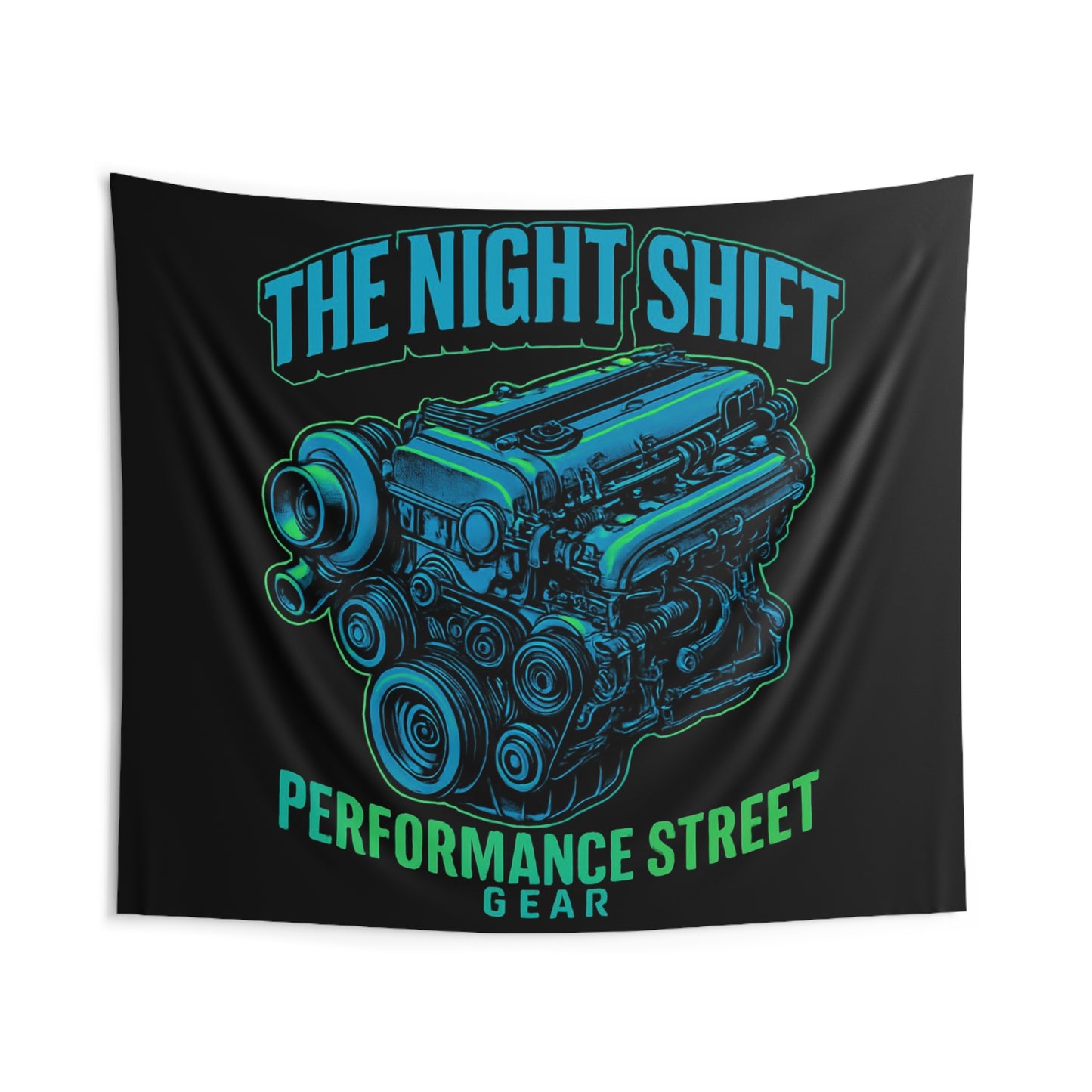 The Night Shift Indoor Wall Tapestries - Shop Banner 104" × 88" Printify by The Night Shift Automotive Apparel