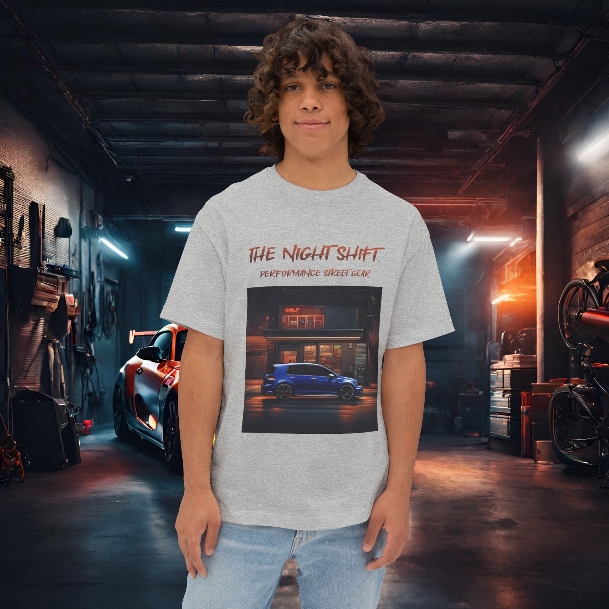 Volkswagen Golf R- Premium, Ultra Soft Unisex Oversized Boxy Tee Athletic Heather Printify by The Night Shift Automotive Apparel