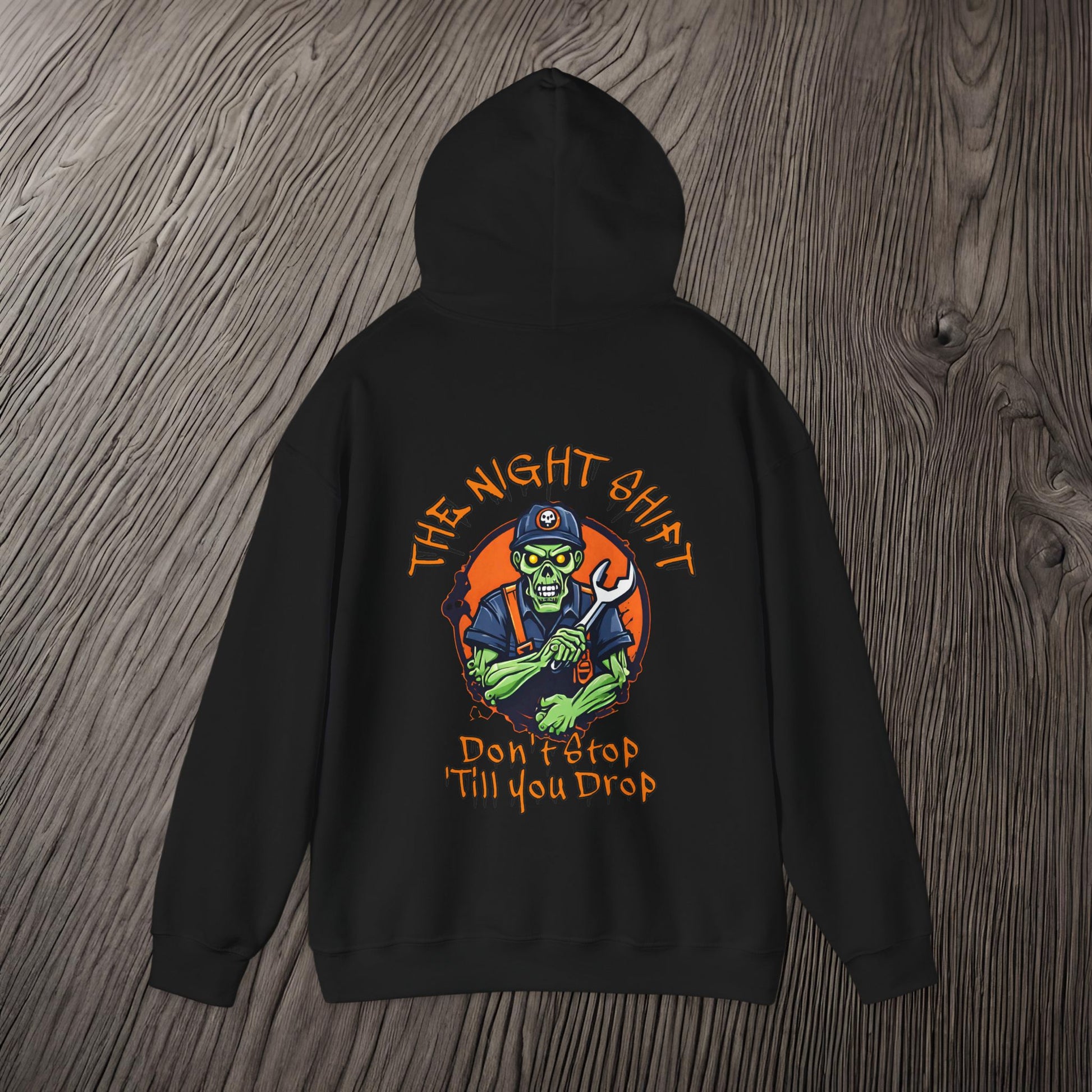 The Night Shift Zombie Mechanic Logo-Ultra Soft, Premium Hoodie Printify by The Night Shift Automotive Apparel