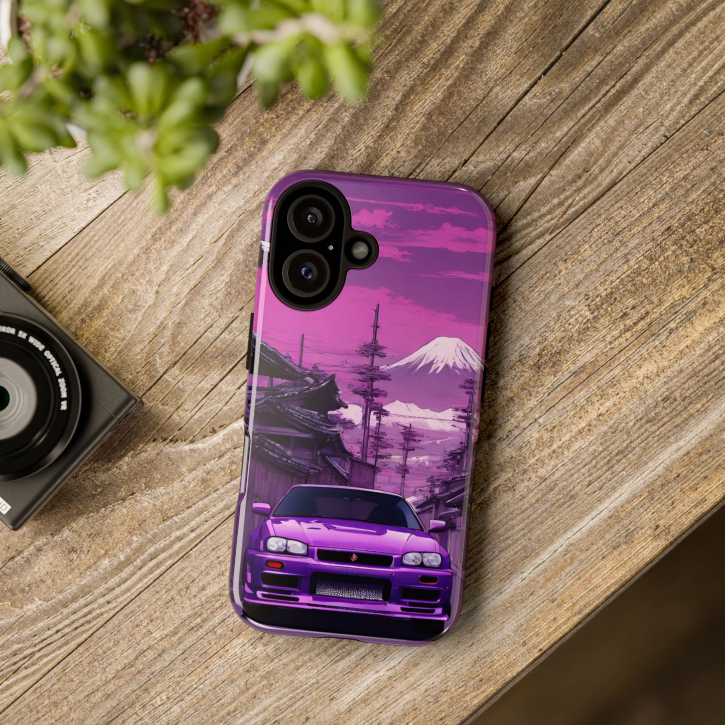 Nissan Skyline R34 Mt Fuji-Dual Layer Ultra Tough Phone Case iPhone 16 Glossy Printify by The Night Shift Automotive Apparel