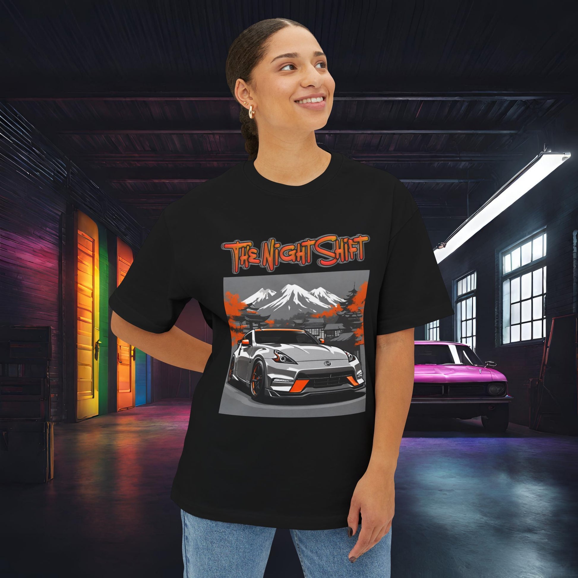 Nissan 370z Nismo- Premium, Ultra Soft Unisex Oversized Boxy Tee Printify by The Night Shift Automotive Apparel
