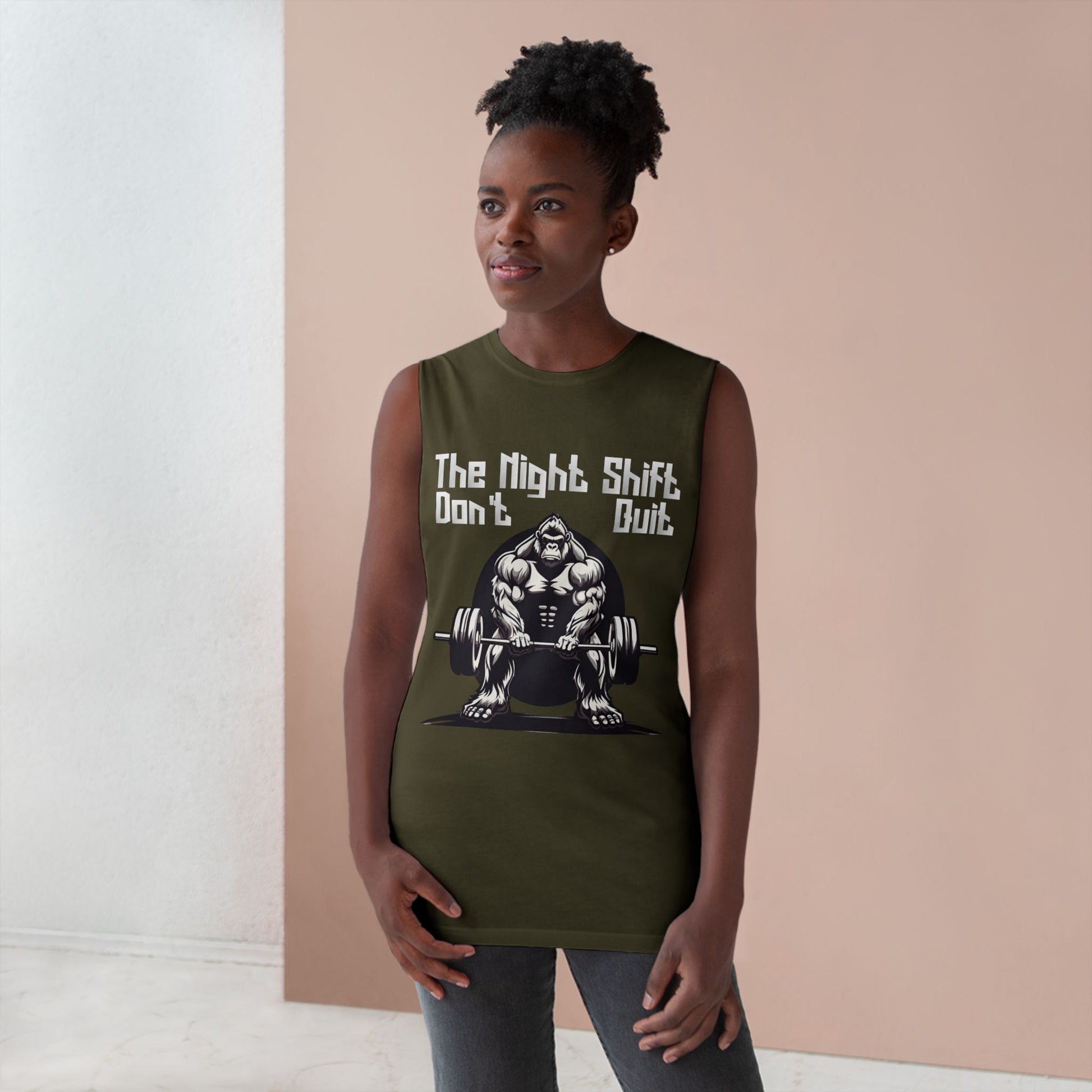 Don't Quit - Gorilla Body Builder - Premium Unisex Barnard Tank Top Printify by The Night Shift Automotive Apparel