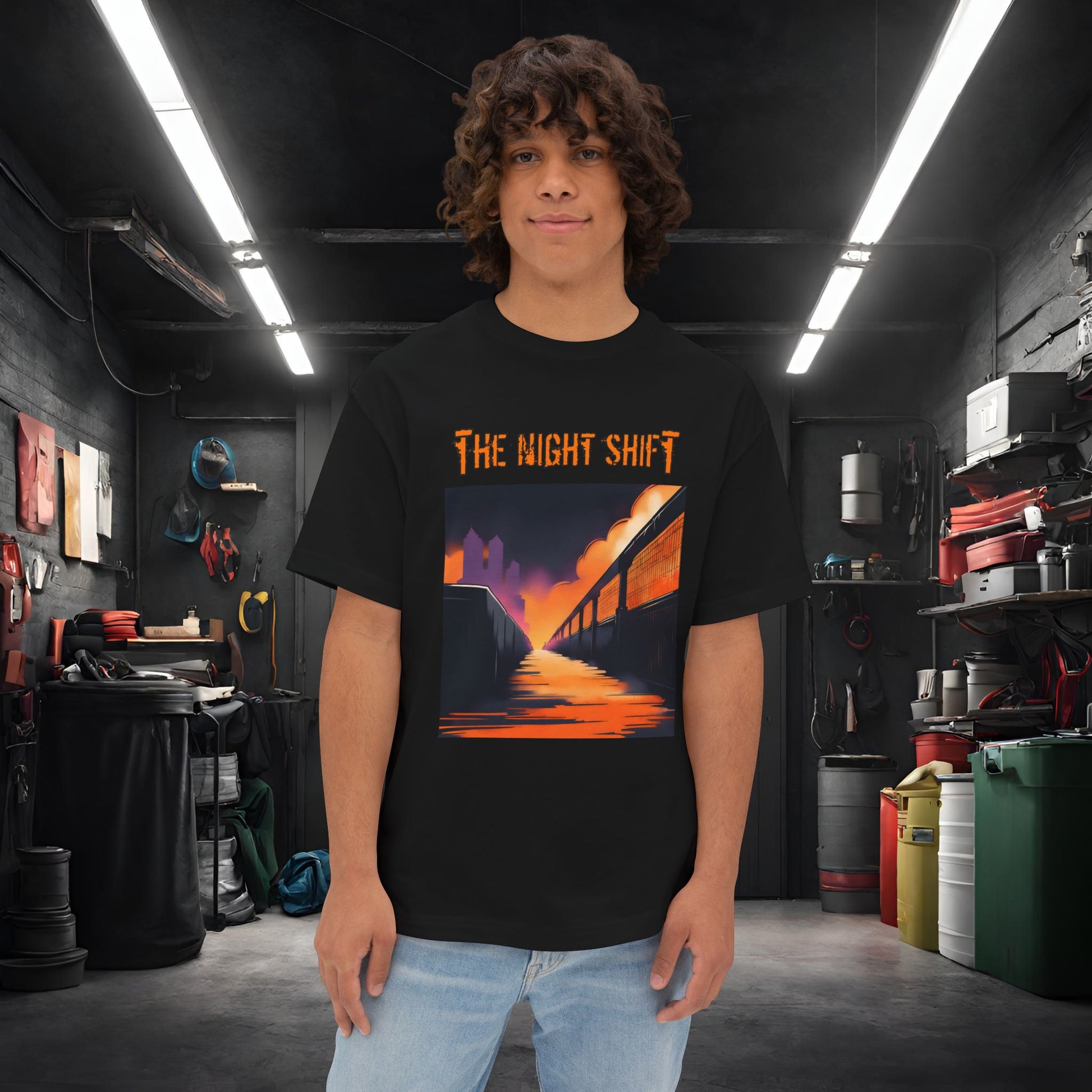 Urban Streets-Premium, Ultra Soft Unisex Oversized Boxy Tee Black Printify by The Night Shift Automotive Apparel