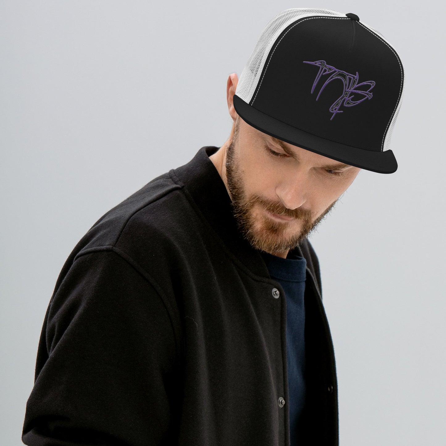The Night Shift-Embroidered Snapback Trucker Hat Black White The Night Shift Performance Street Gear by The Night Shift Automotive Apparel