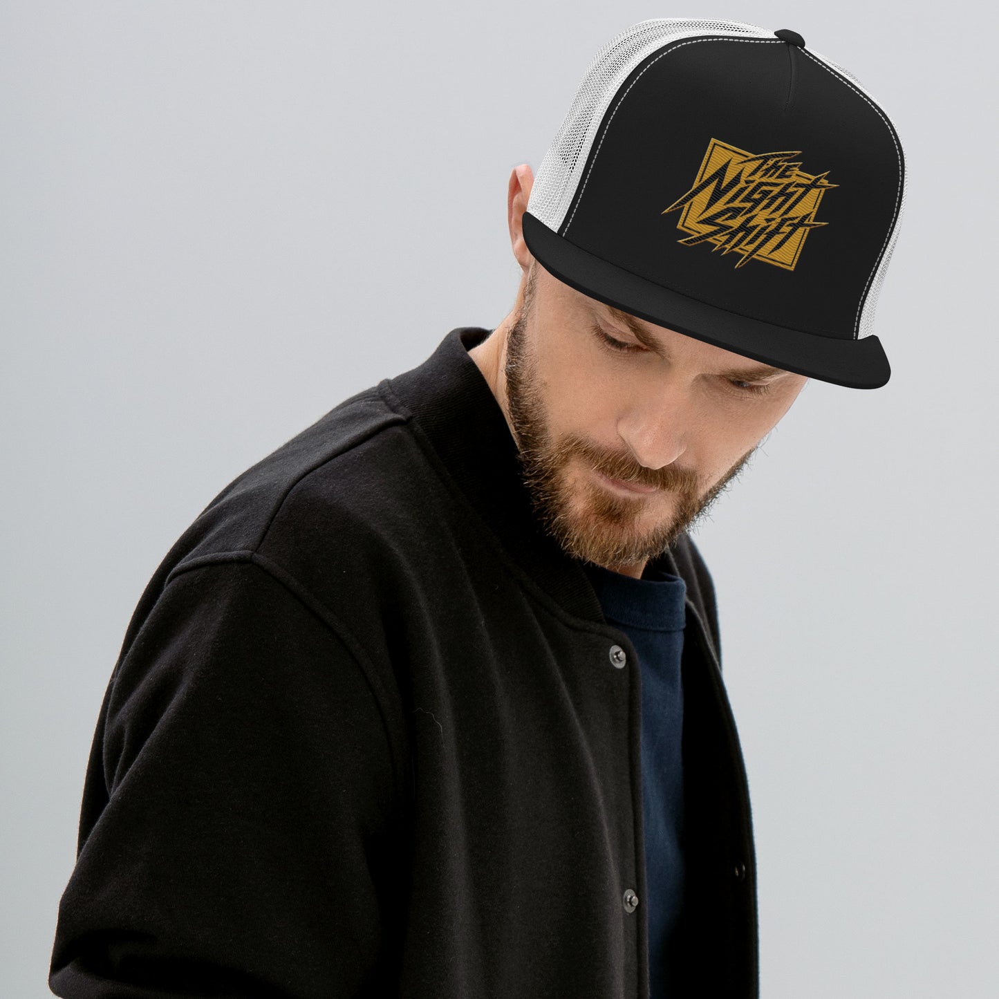The Night Shift-Embroidered Mesh Snapback Trucker Hat Black White The Night Shift Performance Street Gear by The Night Shift Automotive Apparel