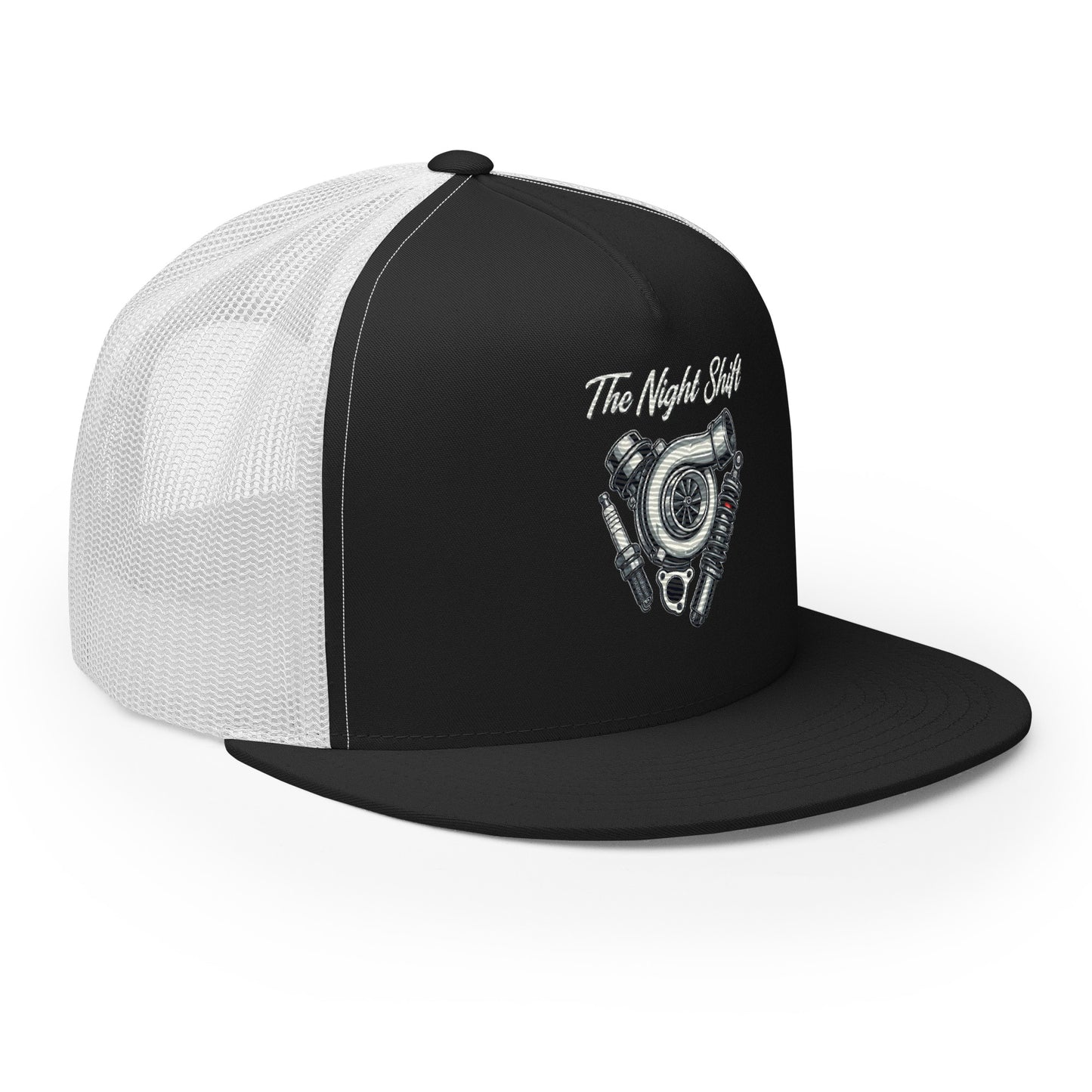 The Night Shit-Embroidered Snapback Trucker Hat The Night Shift Performance Street Gear by The Night Shift Automotive Apparel