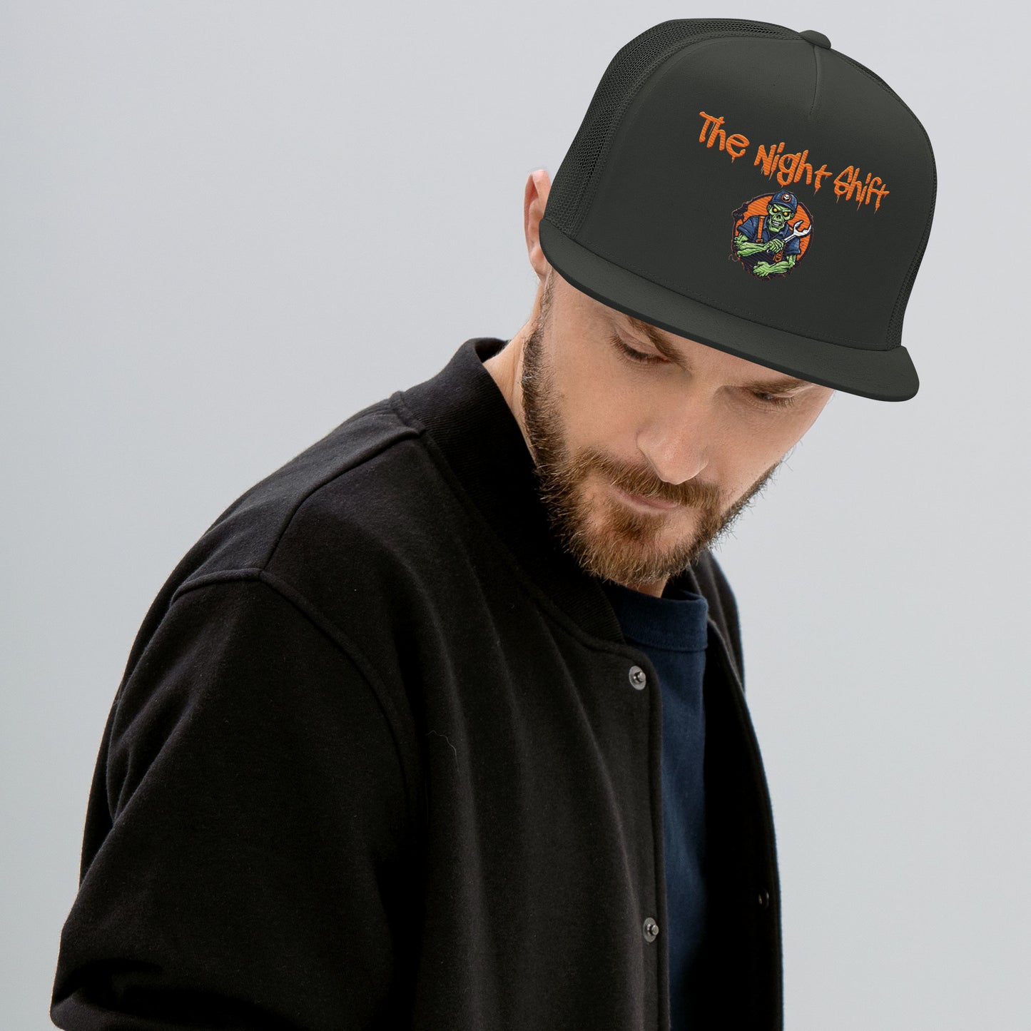 Don't Stop Till You Drop-Embroidered Snapback Trucker Hat Charcoal The Night Shift Performance Street Gear by The Night Shift Automotive Apparel